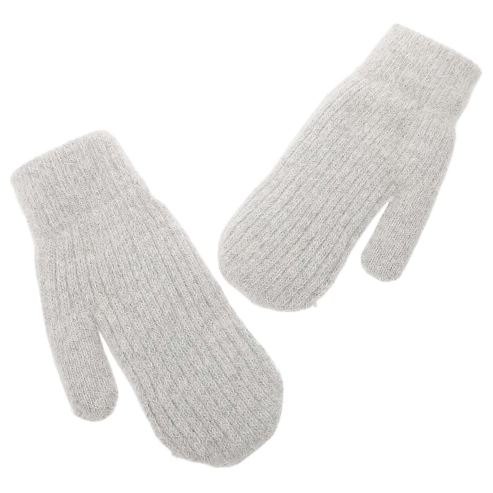 Cold Weather Knitted Gloves Mitten Windproof Warmth Grey 1Pair