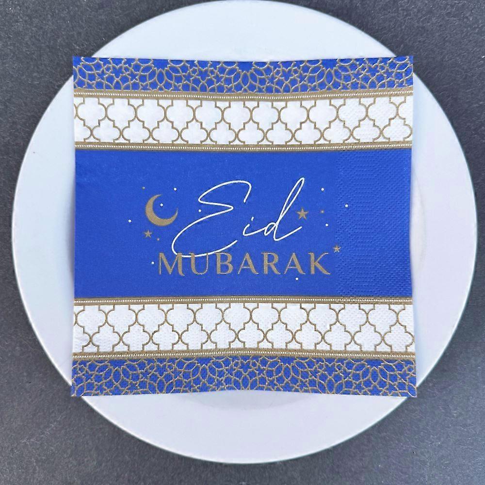 Navy and Gold Eid Paper Napkins x20**OPEN ENDS OF BOX TO FLATTEN**