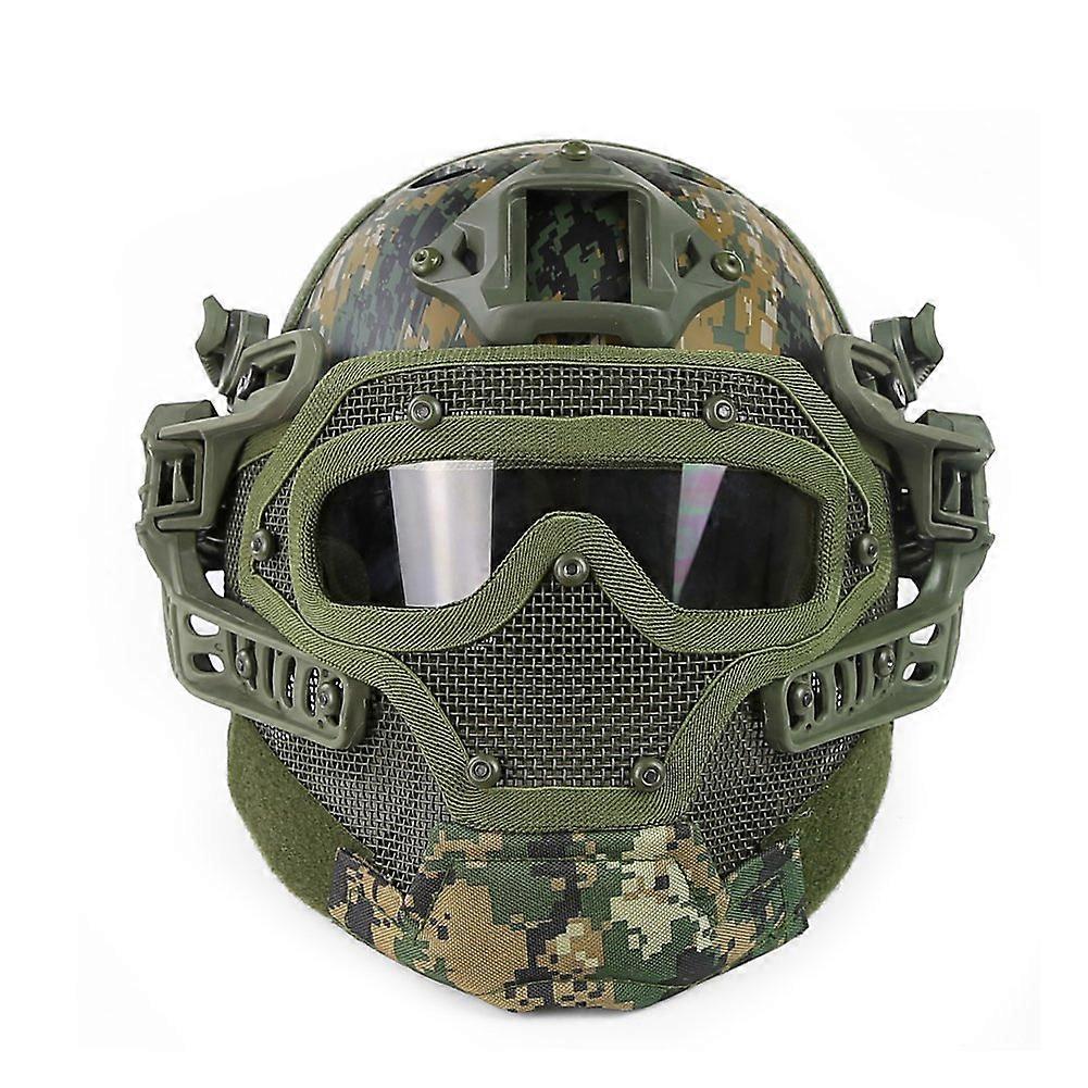 PJ Type Fast Molle Airsoft and Paintball Tactical Fast Helmet ABS Tactical with Goggles for Airsoft Paintball Wargame CS/DW