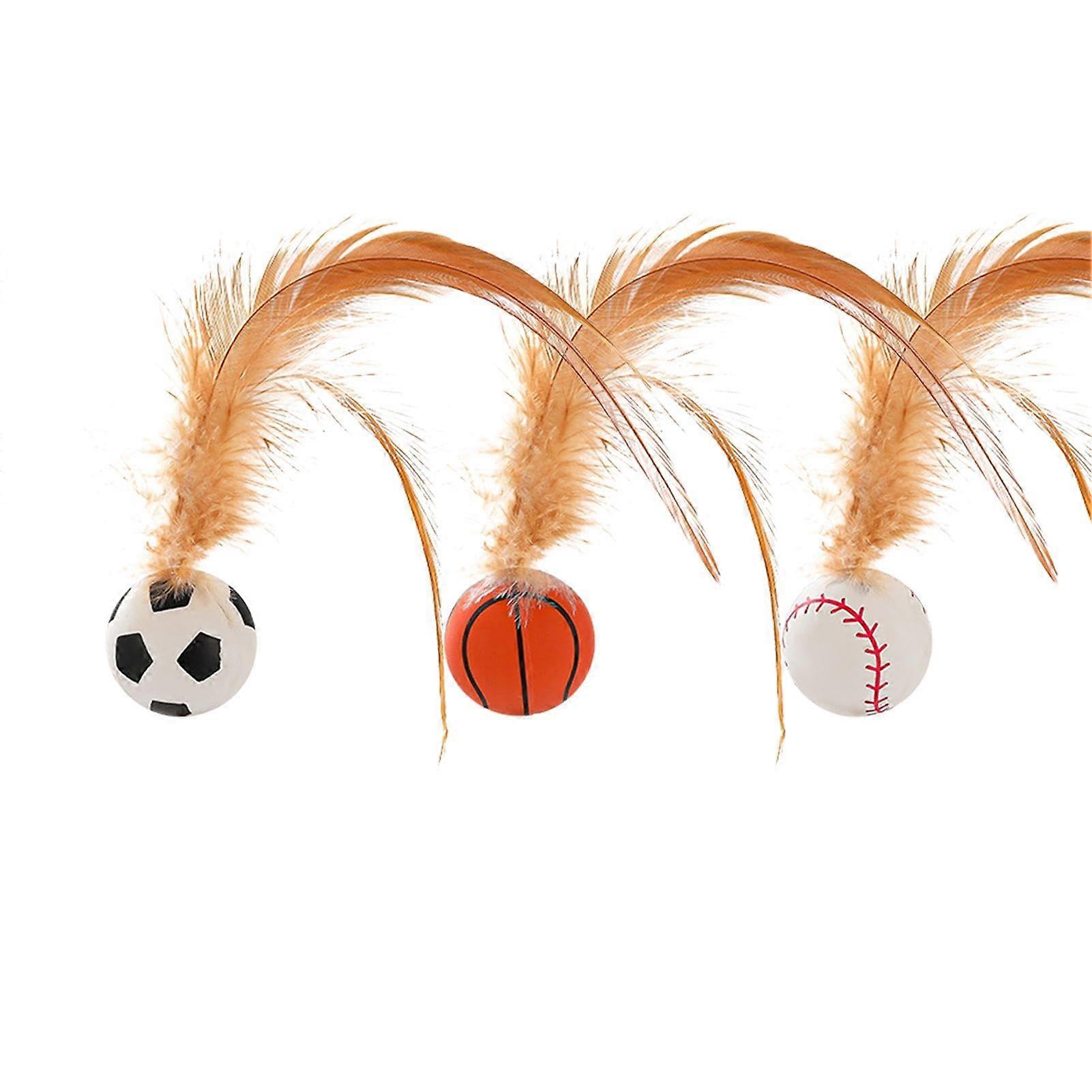 Bouncy Ball for Cats with Feather, Interactive Indoor Cat Toy, Soft Rubber, 3-Inch Size, Engaging Playtime Chas-e