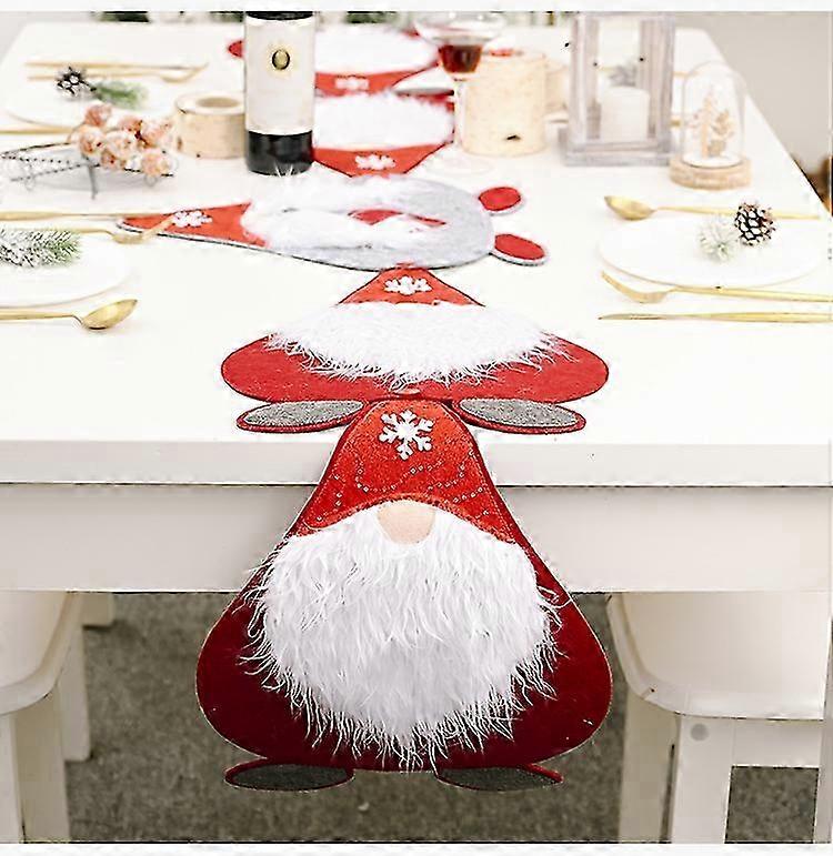 Red Santa Table Runner Set - 5-Piece Christmas/Wedding Table Decor