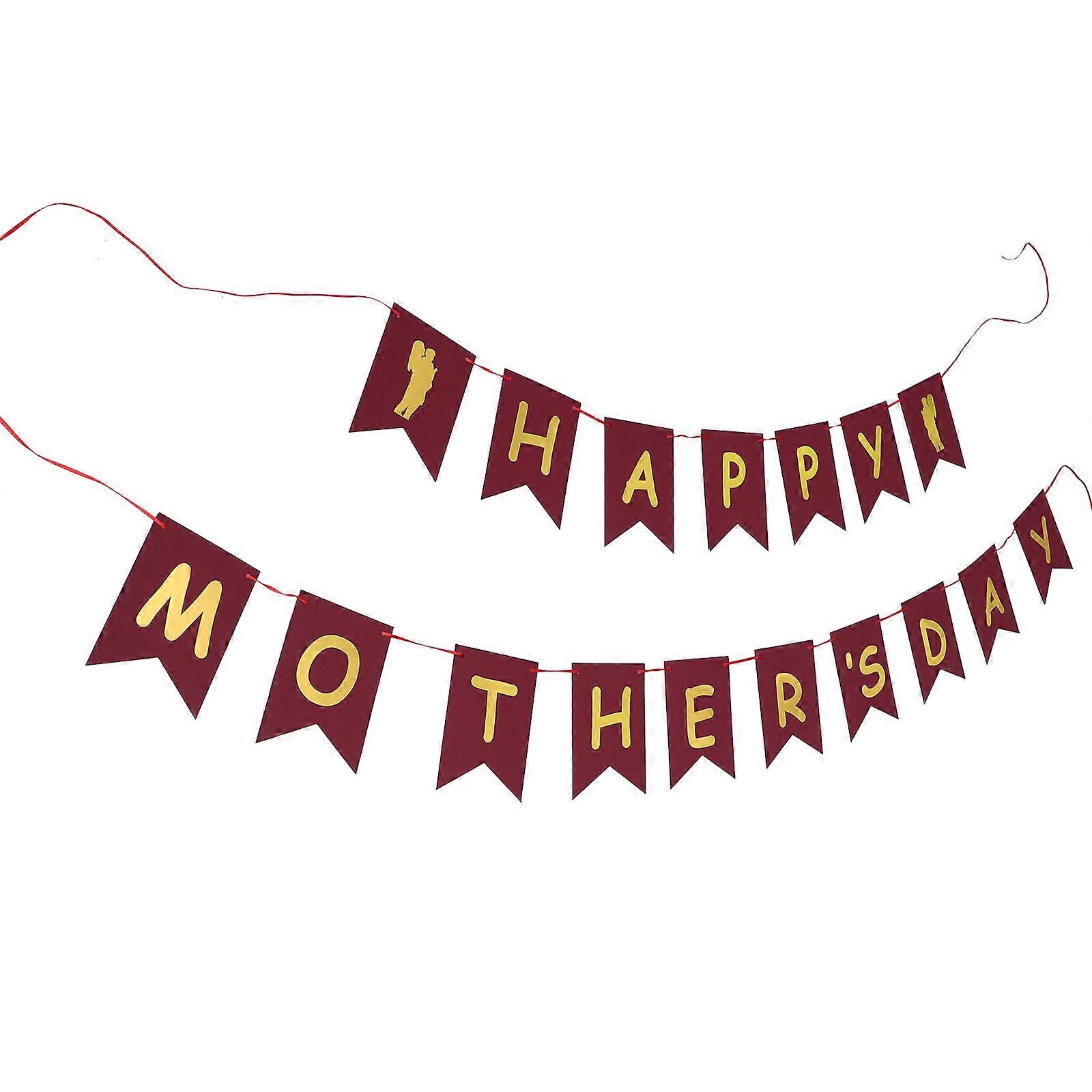 Mother's Day Background Banner Swallowtail Hanging Ornament Party Atmosphere Creation 16x12cm Red 1 Set