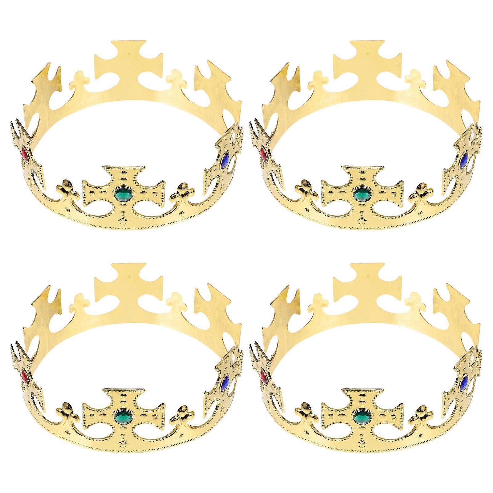 Adjustable King Crowns Costume Accessory Golden 17x17cm Stable and Durable 4Pack