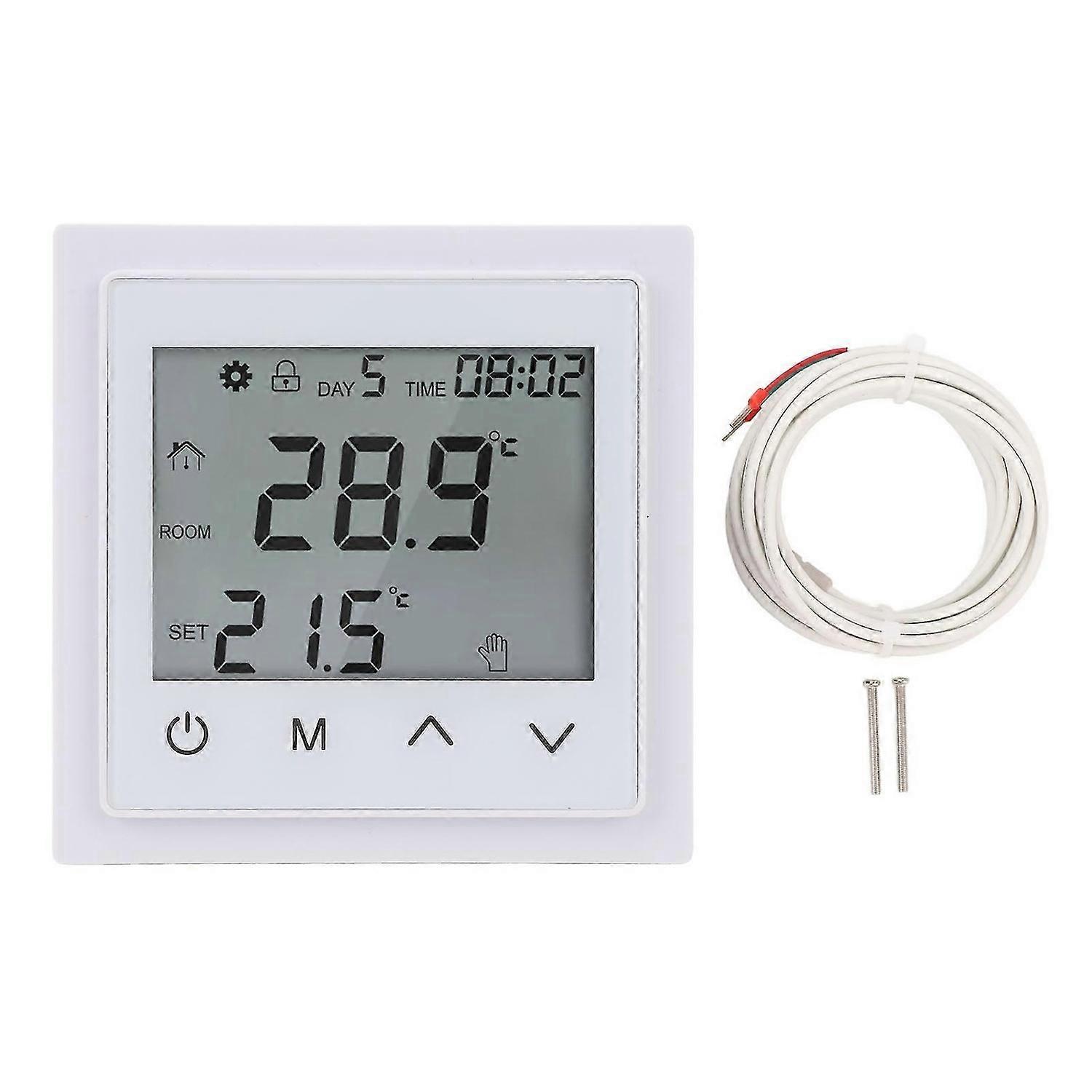 Home Heating System Thermostat LED Touch Screen Floor Heating Temperature Controller AC85V250V 16A White