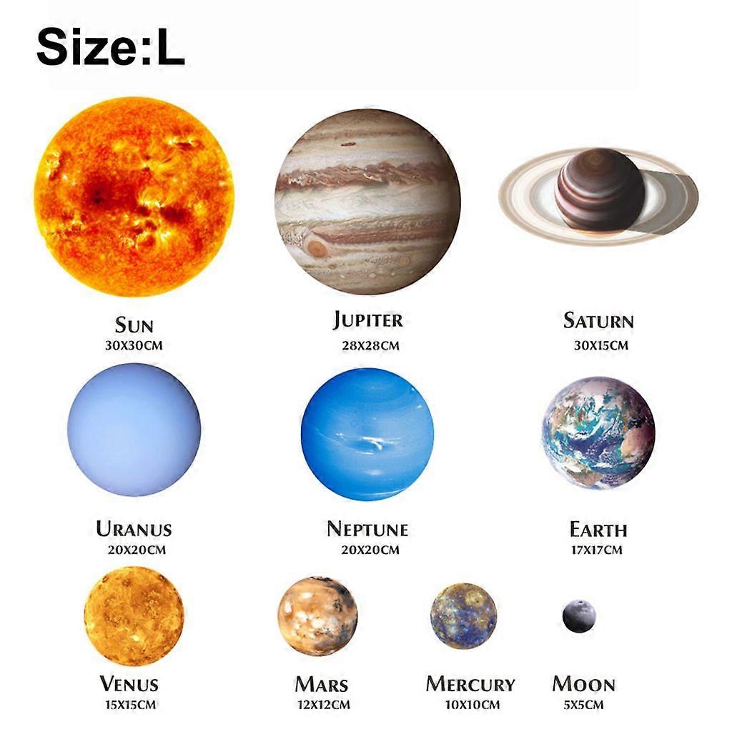 Glowing planets of the solar system glow in the dark wall sticker children's room decoration - S