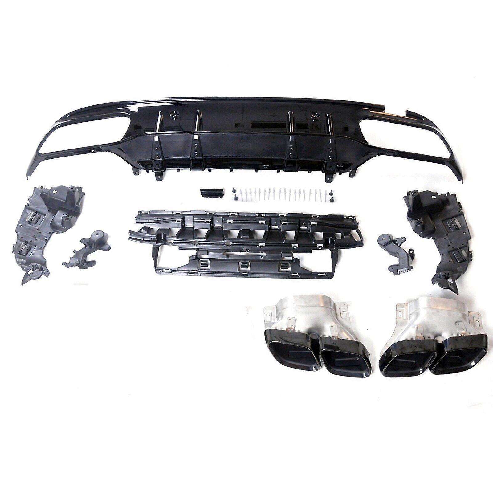 1Set Rear Diffuser Exhaust Tips Body Kit For Benz C Class W205 Sedan 2015-2021