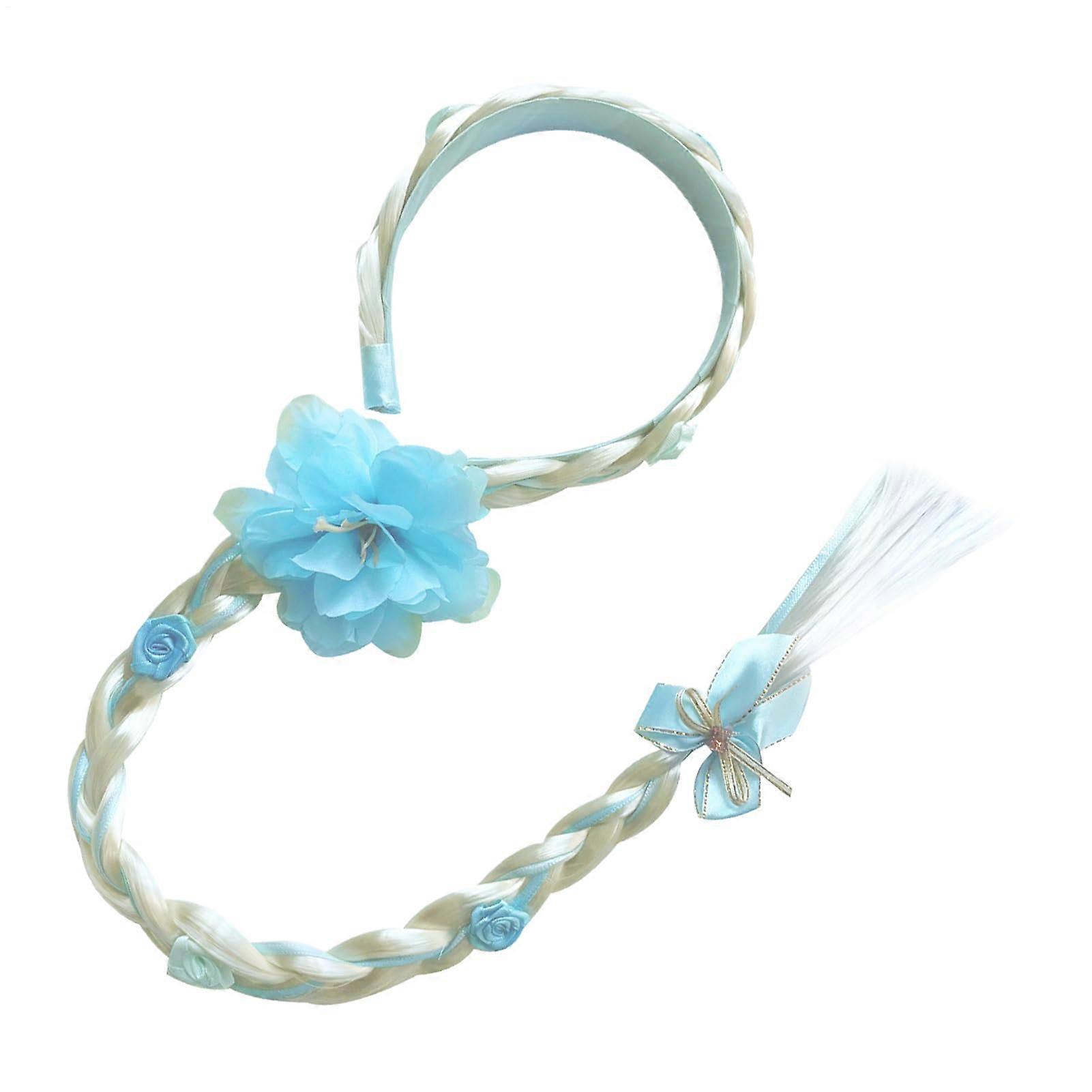 Princess Headbands for Girls - Long Colorful Wigs, Realistic Cosplay Hairpiece, Soft Skin-Friendly Styling Tool in Blue