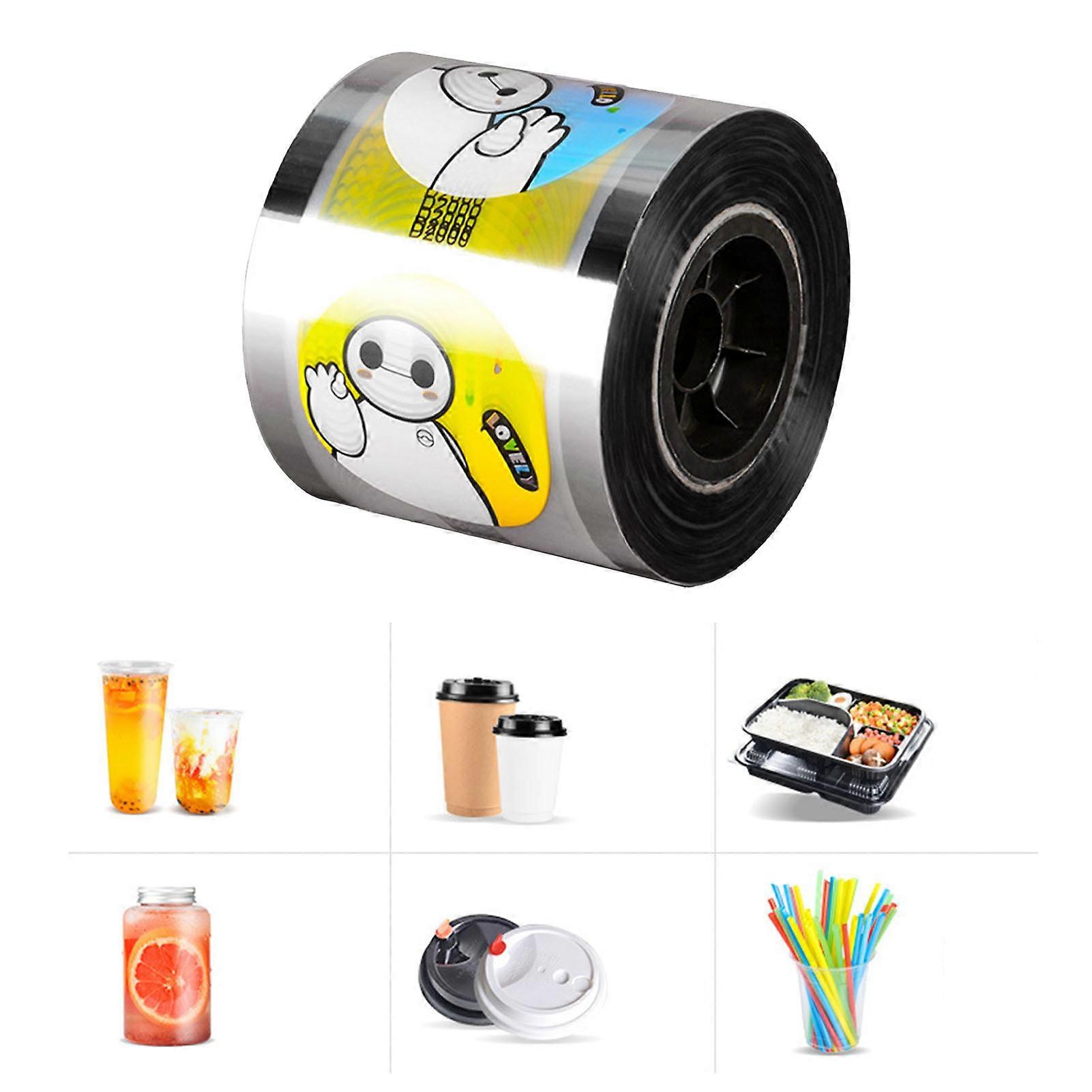 Cup Sealing Film Disposable Thickened Each Roll 2000PCS Cpp Transparent Sealing Machine Film for Cafe Cute Cartoon Characters Pattern