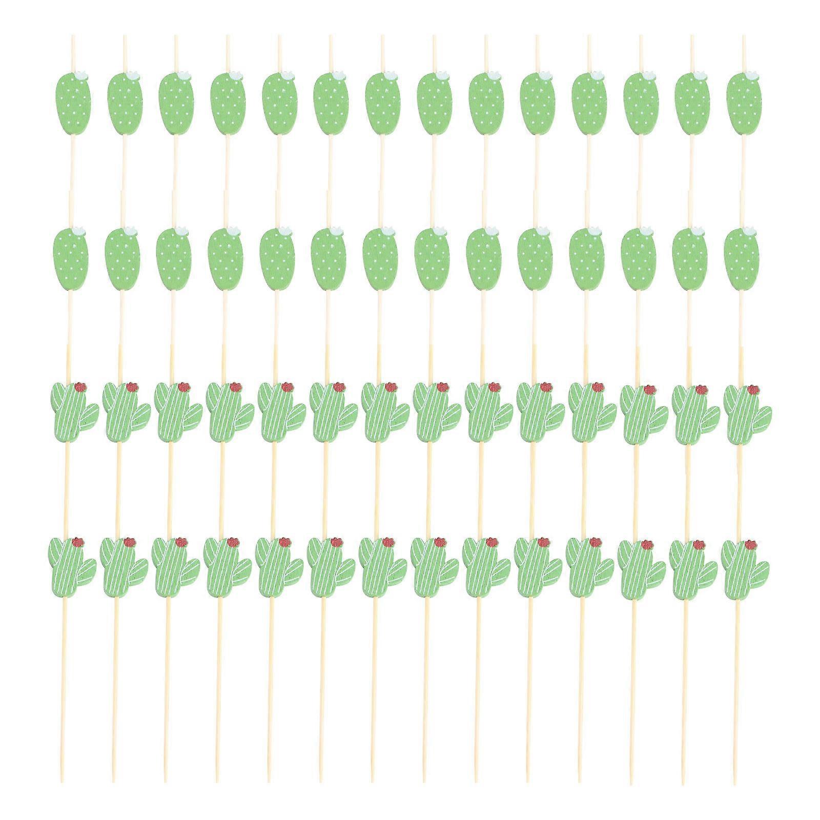 Pics à cocktail pour apéritifs Cactus Decor Fruits cure-dents Couverts de fête 100Pcs Vert Fait à la main