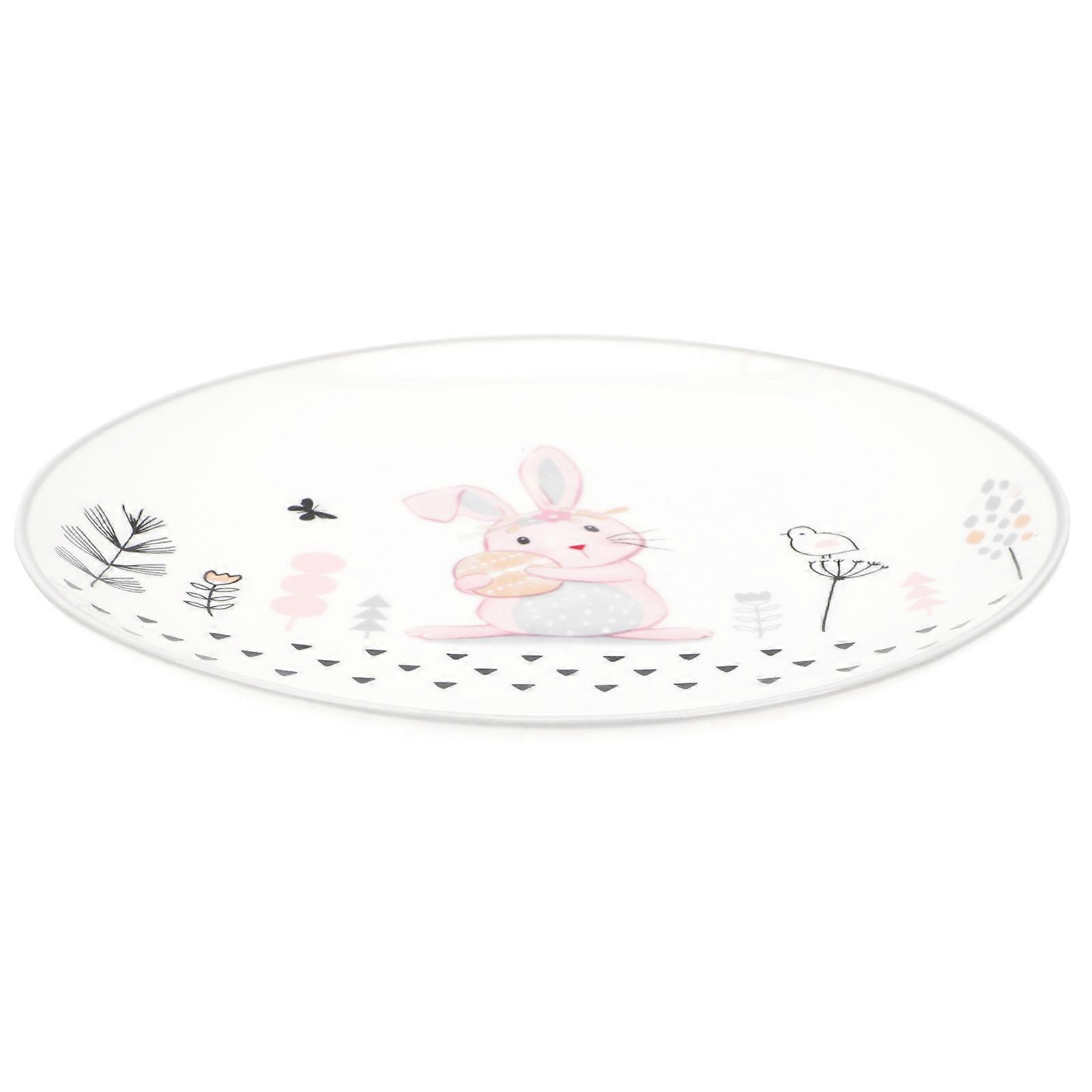 Bunny Pattern Ceramic Salad Plates Set of 2 for Easter Dining Table Decor