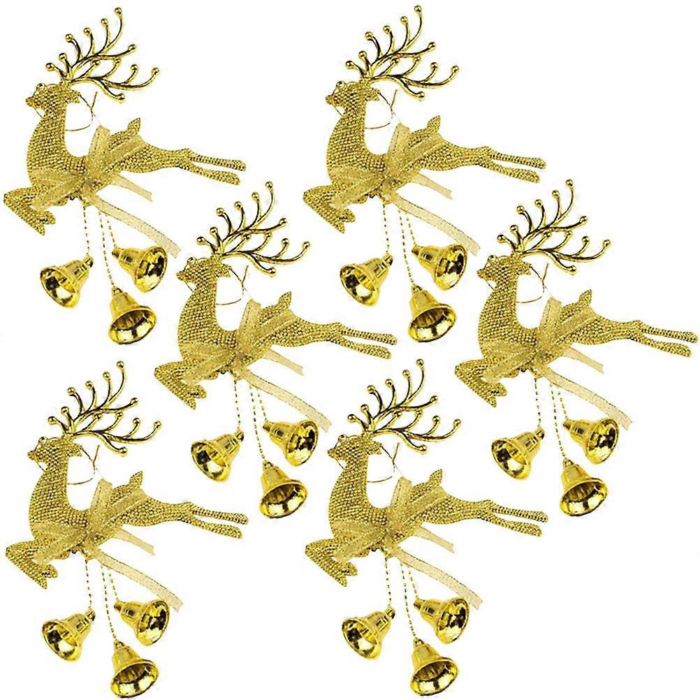Tree Decorations Reindeer Bell Pendants Garden Events Simple but Delicate Design PVC 20x14cm 6Pcs