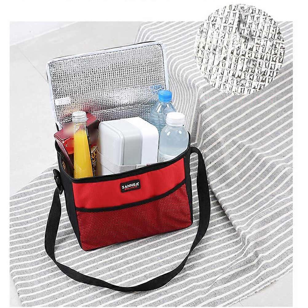 Picnic Bags Rectangular Shape Insulated Lunch Tote for Travel Red 1Pack