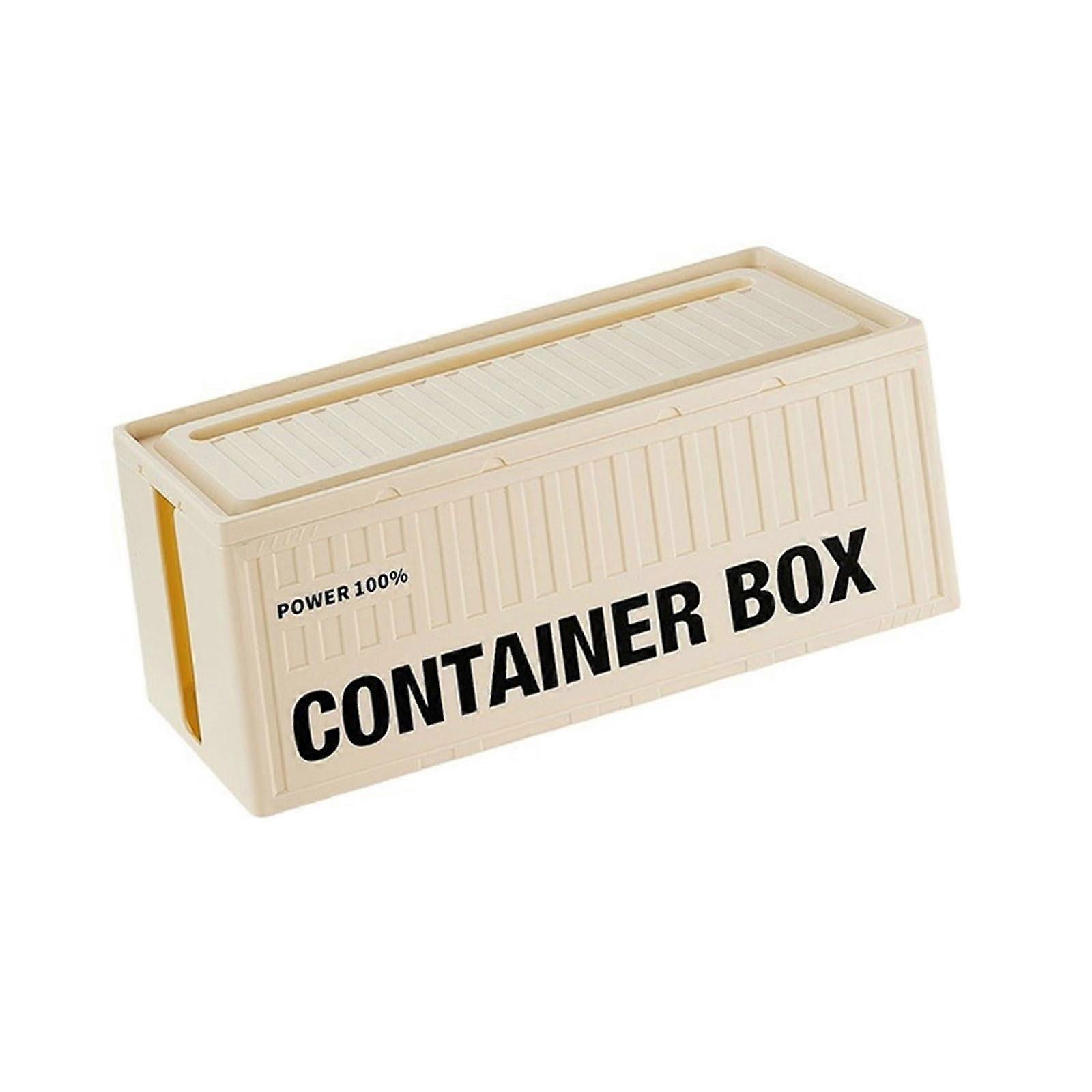 Simple and elegant cable storage box, elegant creamwhite wire desk organizer, for home, office, and students.