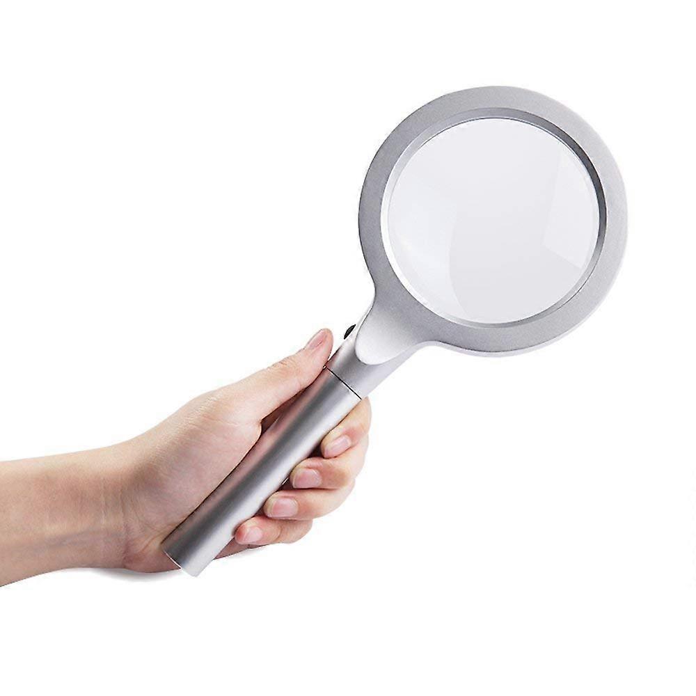 Handheld portable 10x magnifying glass with LED HD performance optical reading lens for the elderly