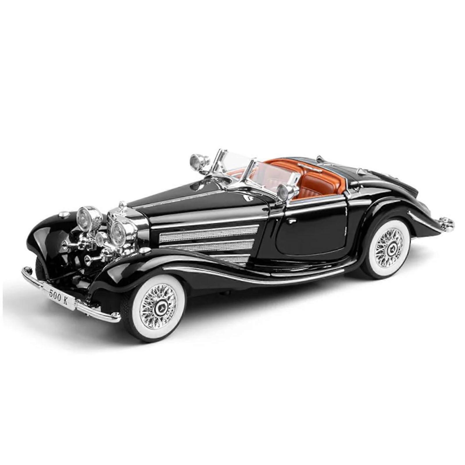Benz 500K Classic Retro Alloy Car Model with Sound and Light (Black)