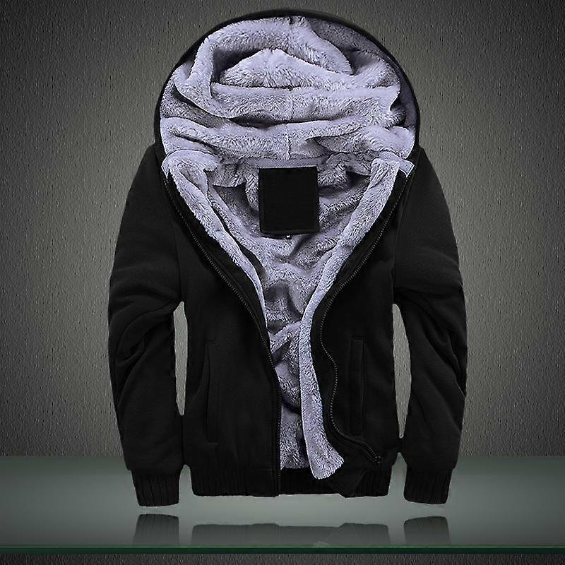 Winter Solid Color Plus Velvet Thick Hooded Men 'S Sweater Jacket Men