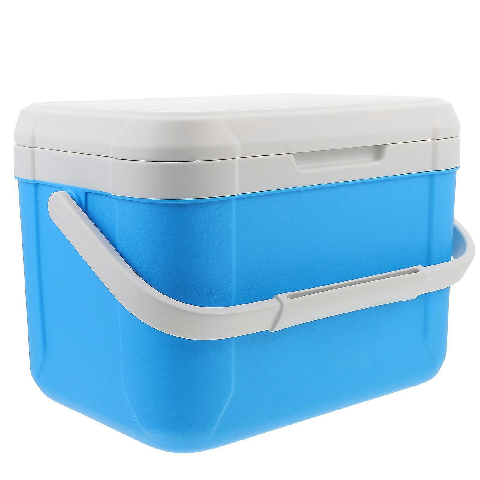 Blue Insulated Picnic Container for Storage Large Capacity Portable Cooler Food Box with Handle