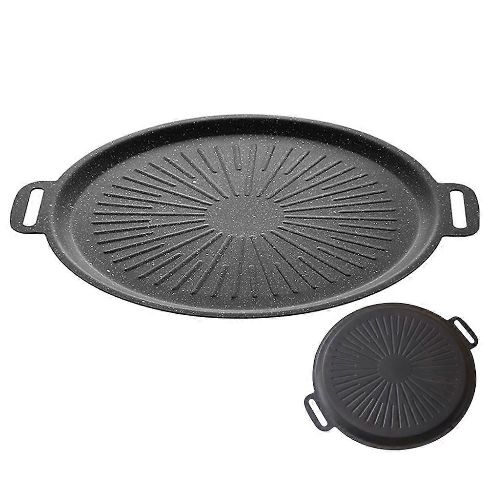 Korean Thickened Nonstick Barbecue Pan with Handle, Portable Outdoor Grill Tray for Camping, Family BBQ, Restaurant Use, Maifan Stone Coating