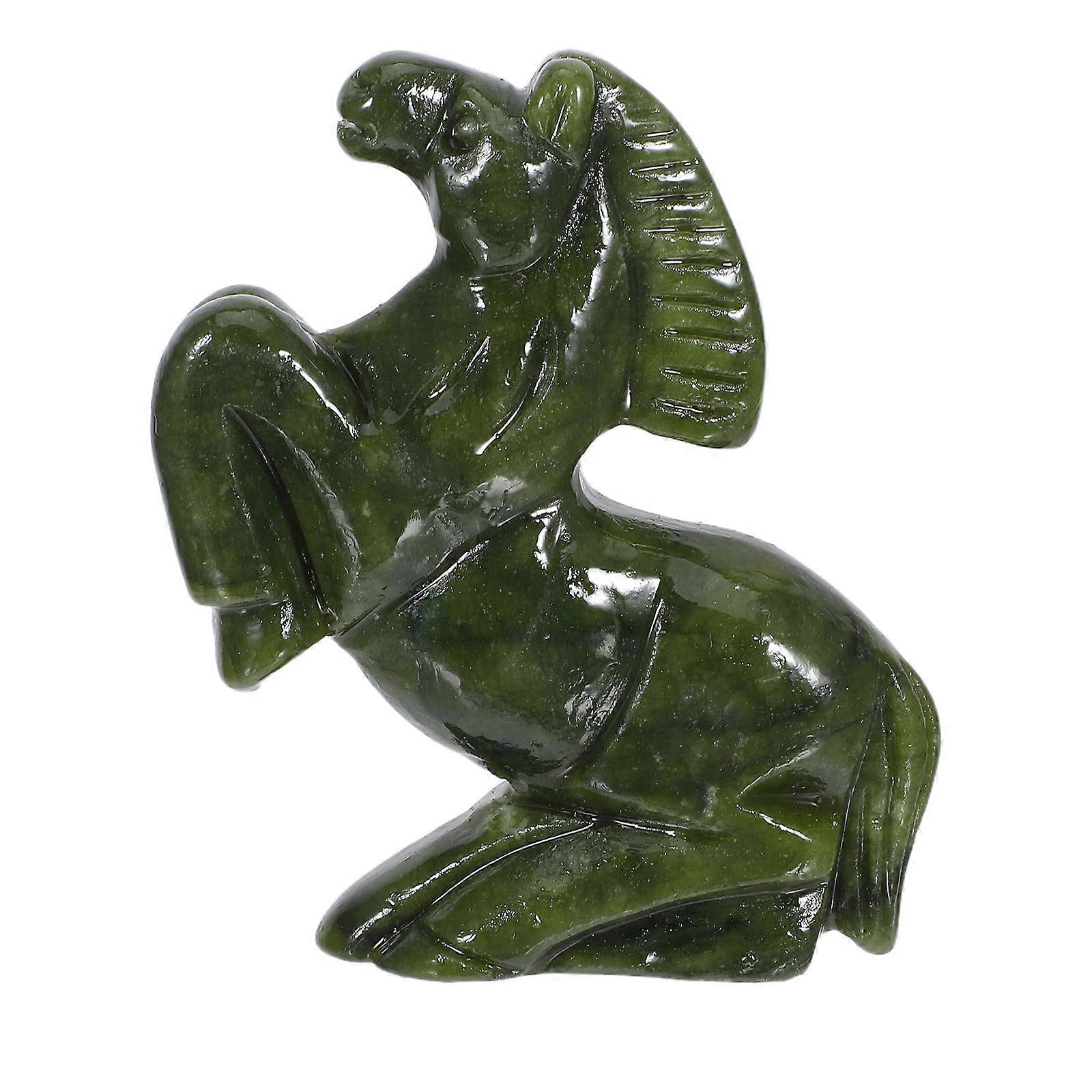Green Jade Horse Figurine Chinese Zodiac Statue for Home Office Decor Collectible Ornament with Detailed Craftsmanship and Elegant Design for