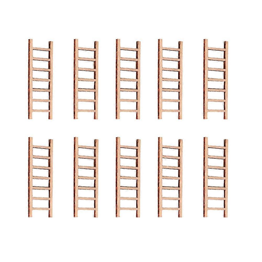 15Pcs Miniature Wood Ladders DIY Decorative Accessories For Home Decor And Store Design 6X2X0.2CM Khaki Finish