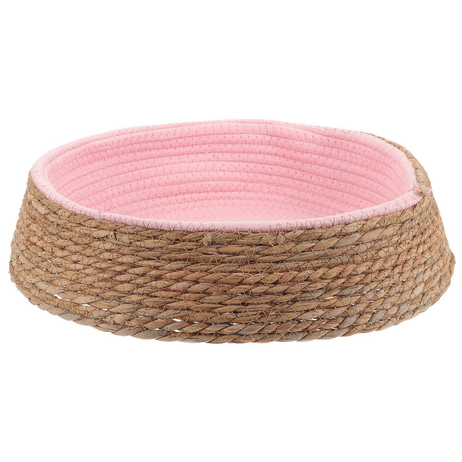 Pet Rattan Bed Lightweight Woven Cat House & Dog Sleeping Mat for All Seasons with Excellent Air Permeability and Comfortable Nest Design