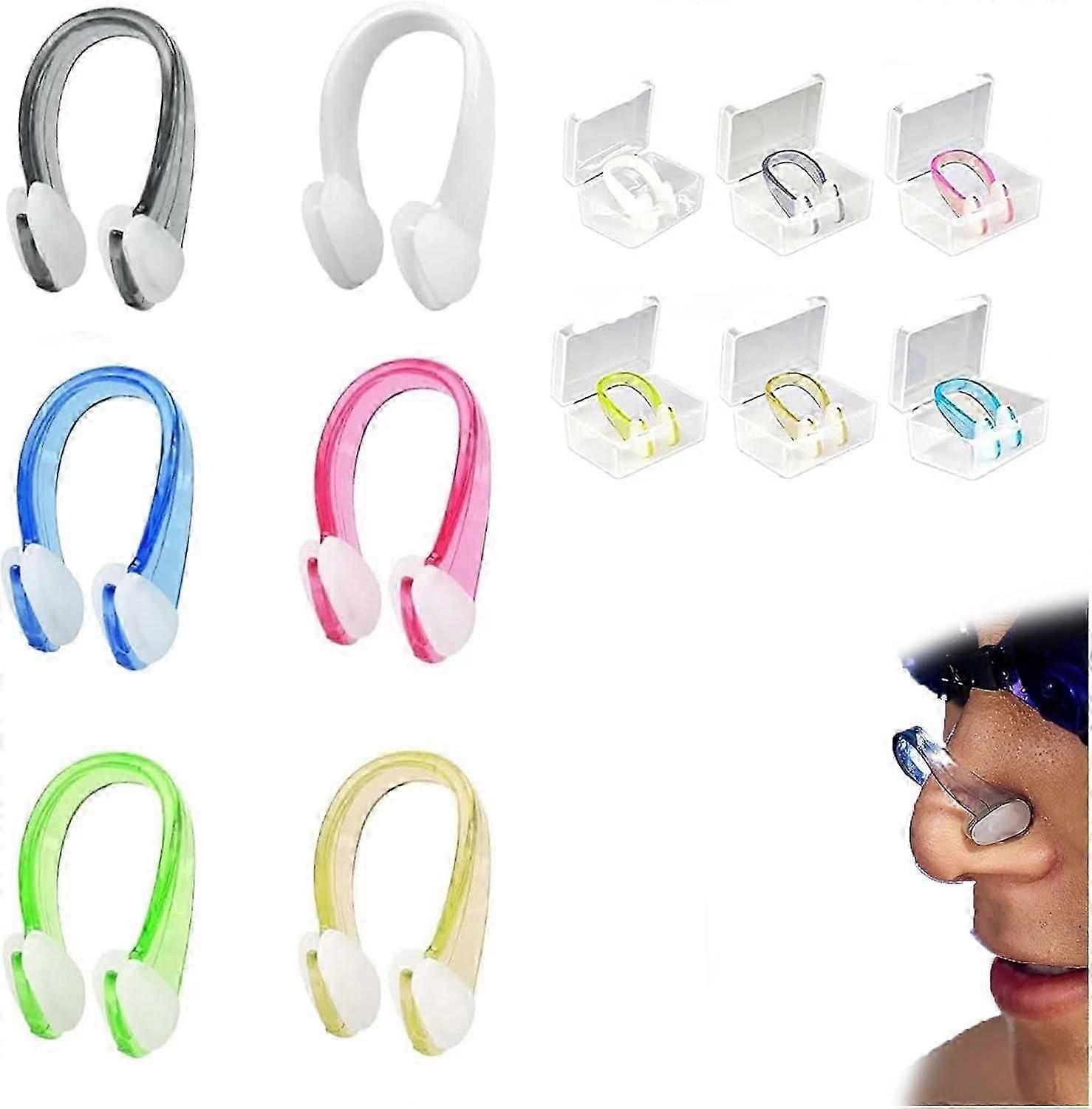 6pcs Nose Clips Swimming Anti-slip Nose Clips Swimming Nose Clips Silicone Nose Clips Nose Clips Soft Nose Clips with Storage Box Adult Unisex