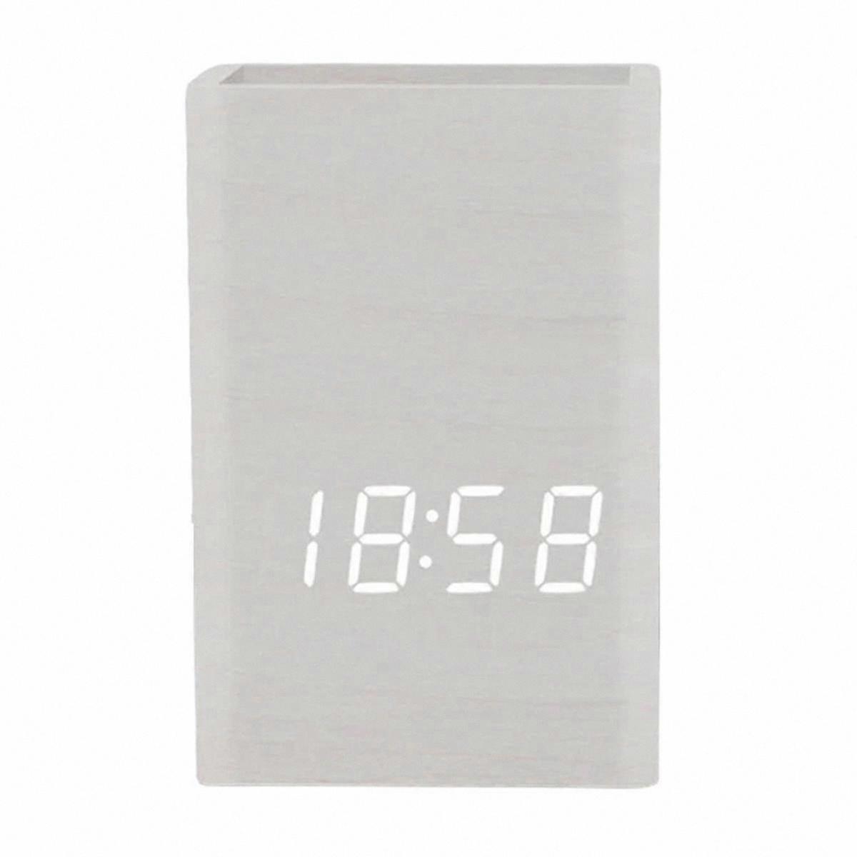 LED Desk Clock with Pen Holder Voice-Controlled Digital Clock for Students Office Use Electronic Stationery Organizer Timer Display