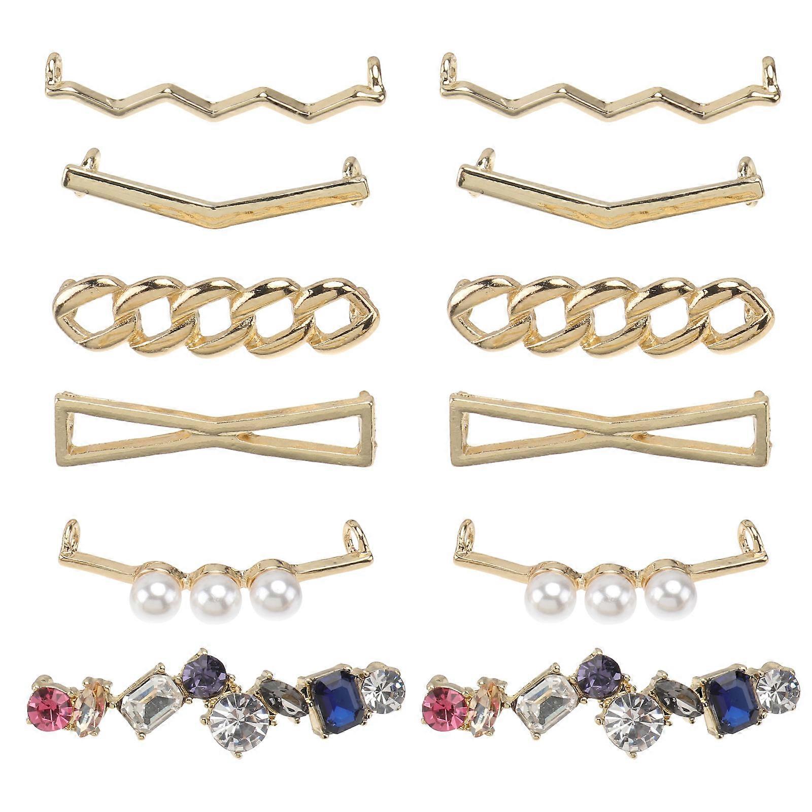 Fashion Chic Shoe Lace Locks With Wave Shape Design Suitable For DIY Projects Golden 6 Pairs