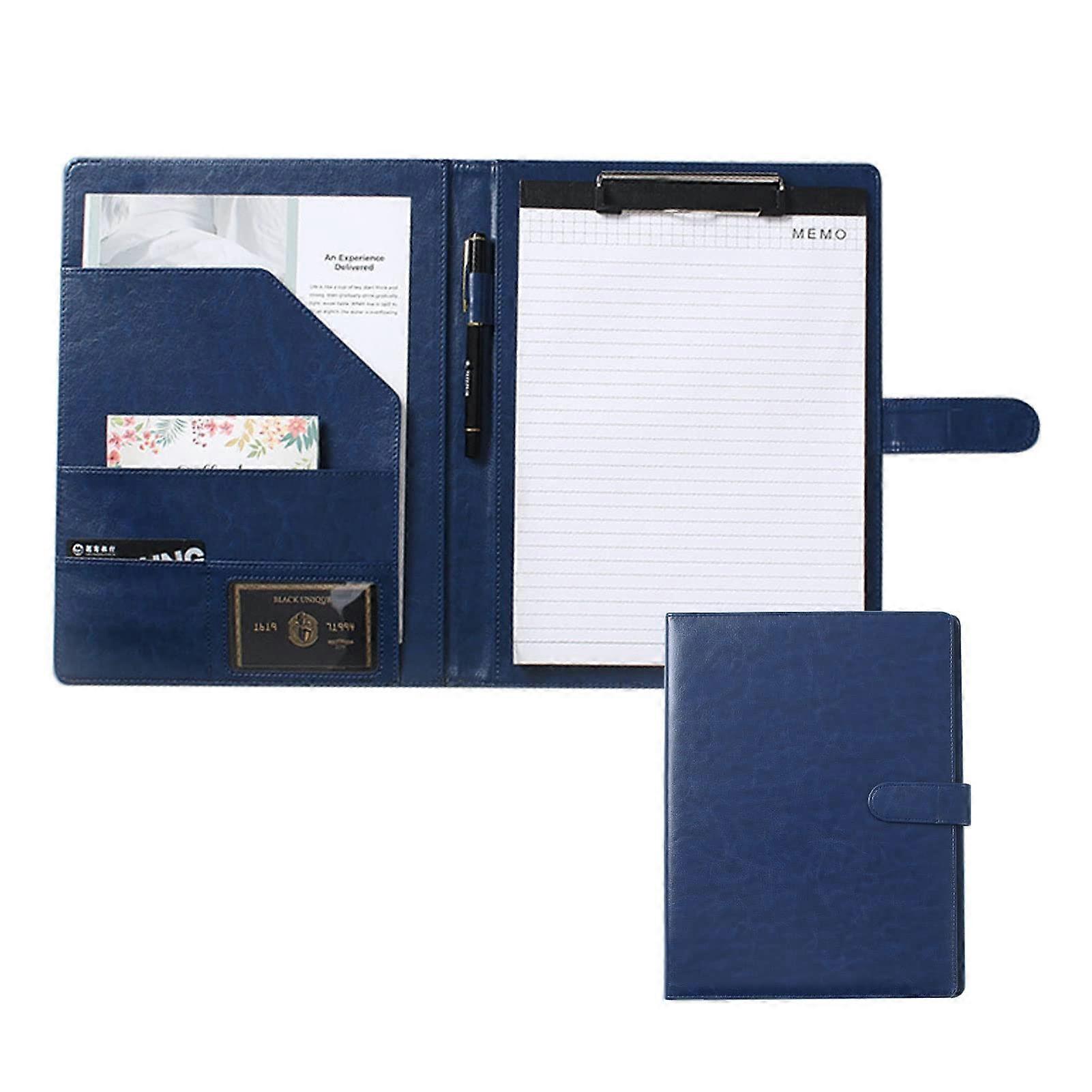 Leather A4 Conference Folder with Pen Holder (Blue)