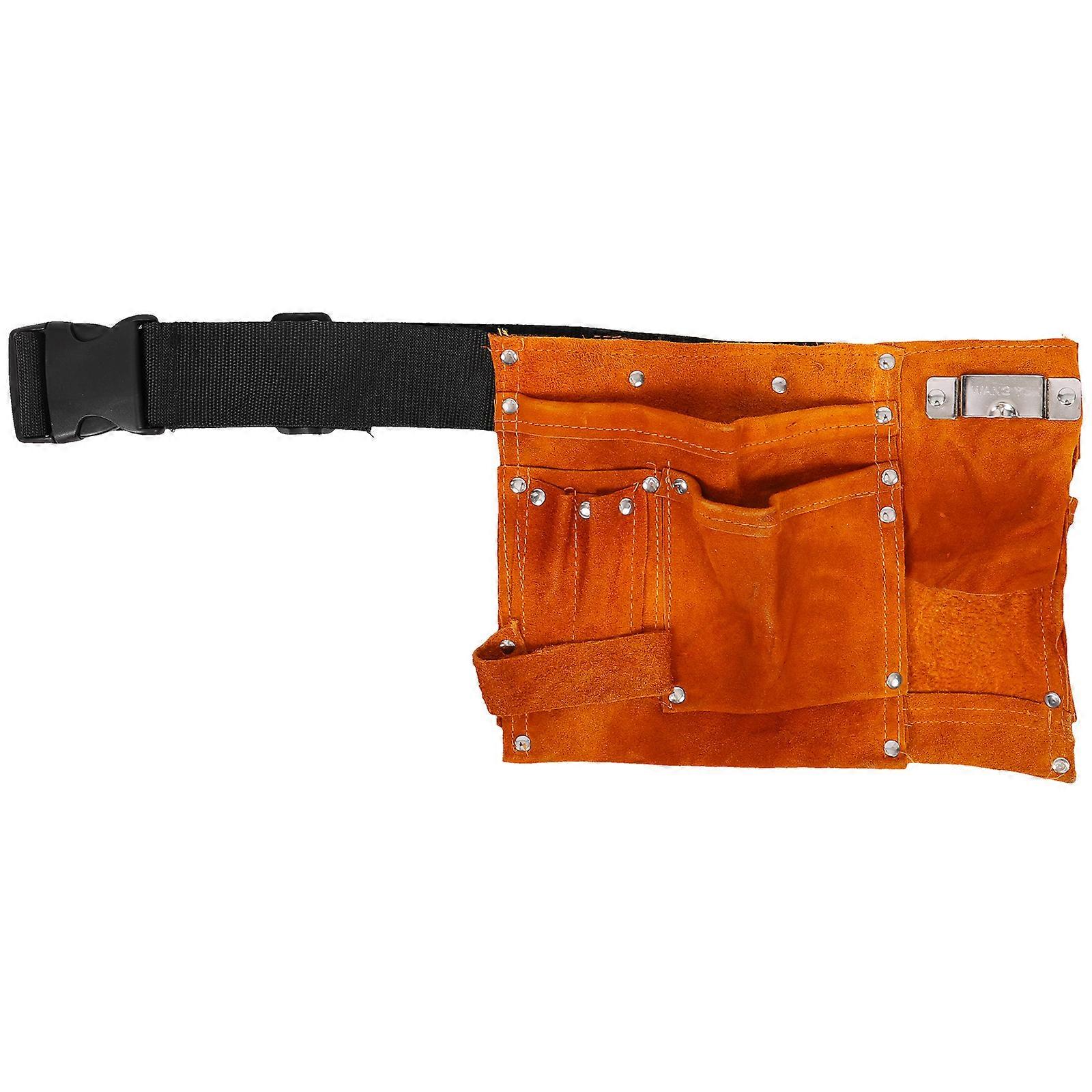 Yellow Kids Waist Bag with Multiple Pockets for Tool Storage Lightweight Portable PU Material Fits All Basic Tools