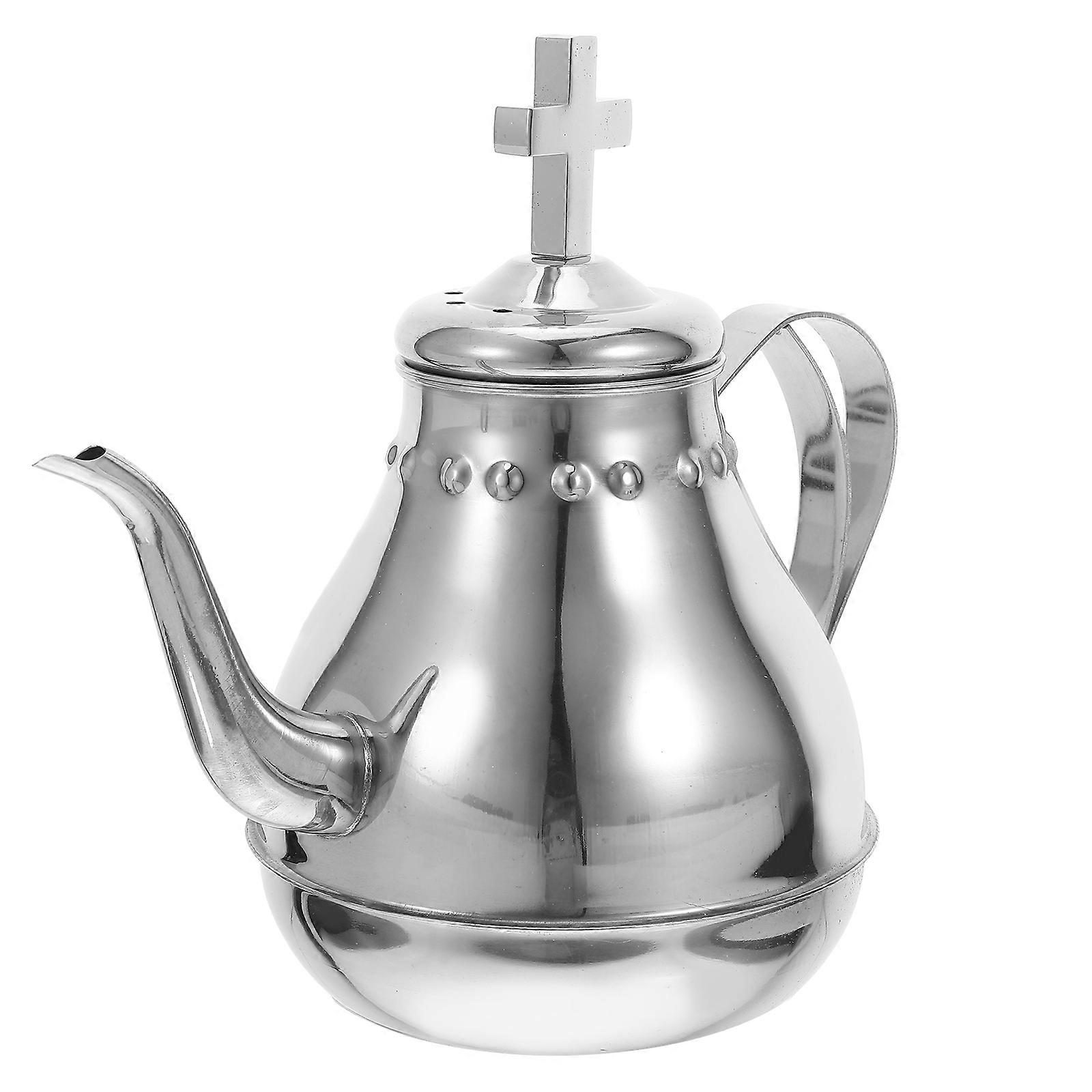 Elegant Stainless Steel Communion Teapot for Home Use Lightweight Portable Silver Water Kettle 34 oz