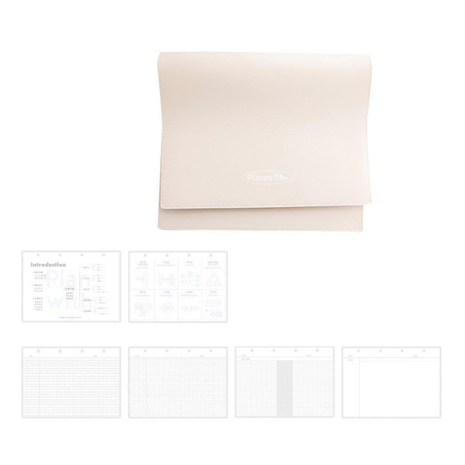 Refillable Binder Planner Leather Journal Notebook Beige, Undated Diary for Notes, Plans, Mind Maps, A5 Size