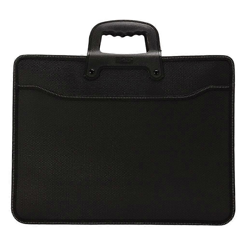 A4 Portable Document Bag MultiLayer Conference Information Bag Simple Large File Folder Computer Handbag Briefcase (Color: Black, Size: B) B Black