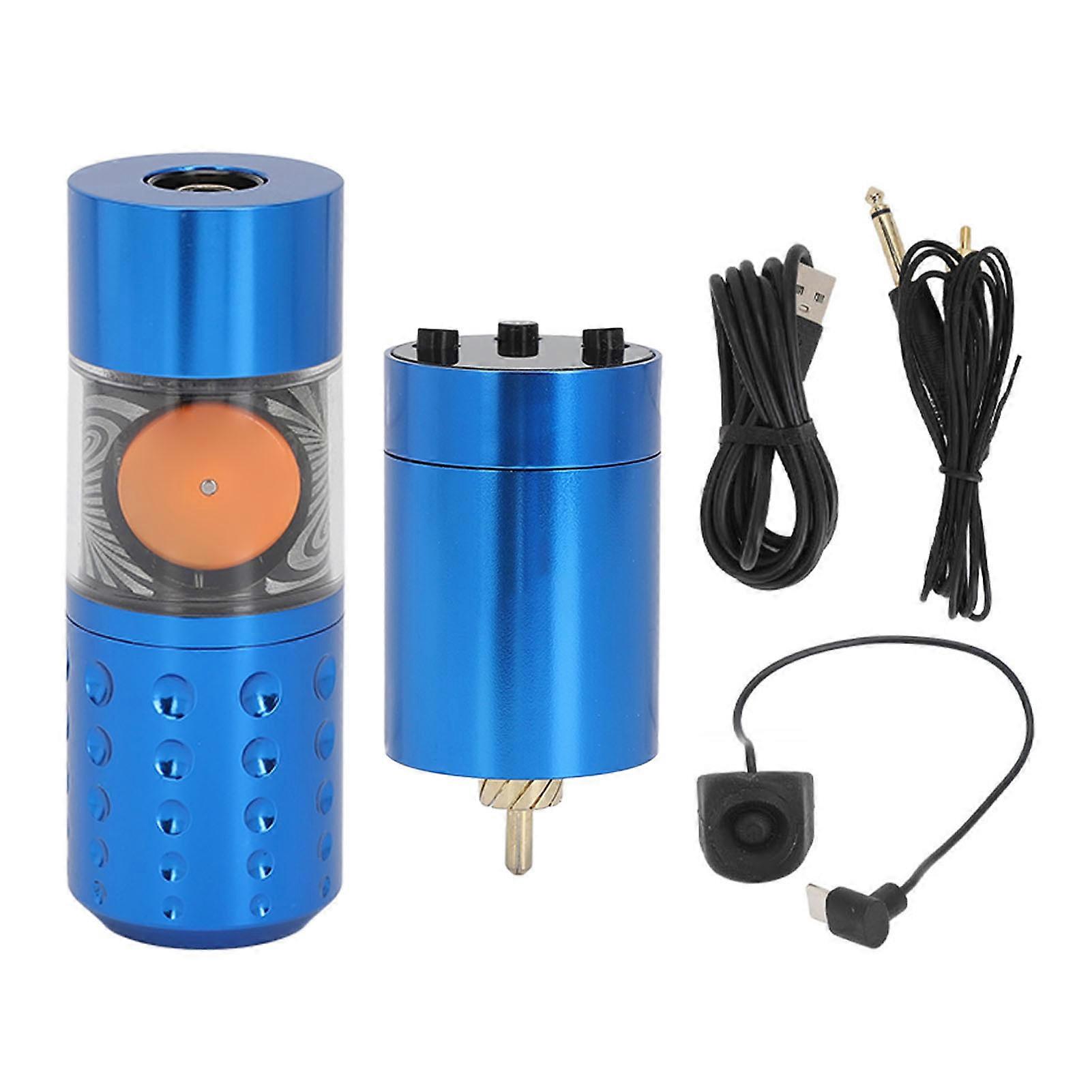 Penna per tatuaggi wireless 2 in 1 blu: batteria da 1300 mAh, motore coreless da 3,5 mm, design rotativo da 12 V