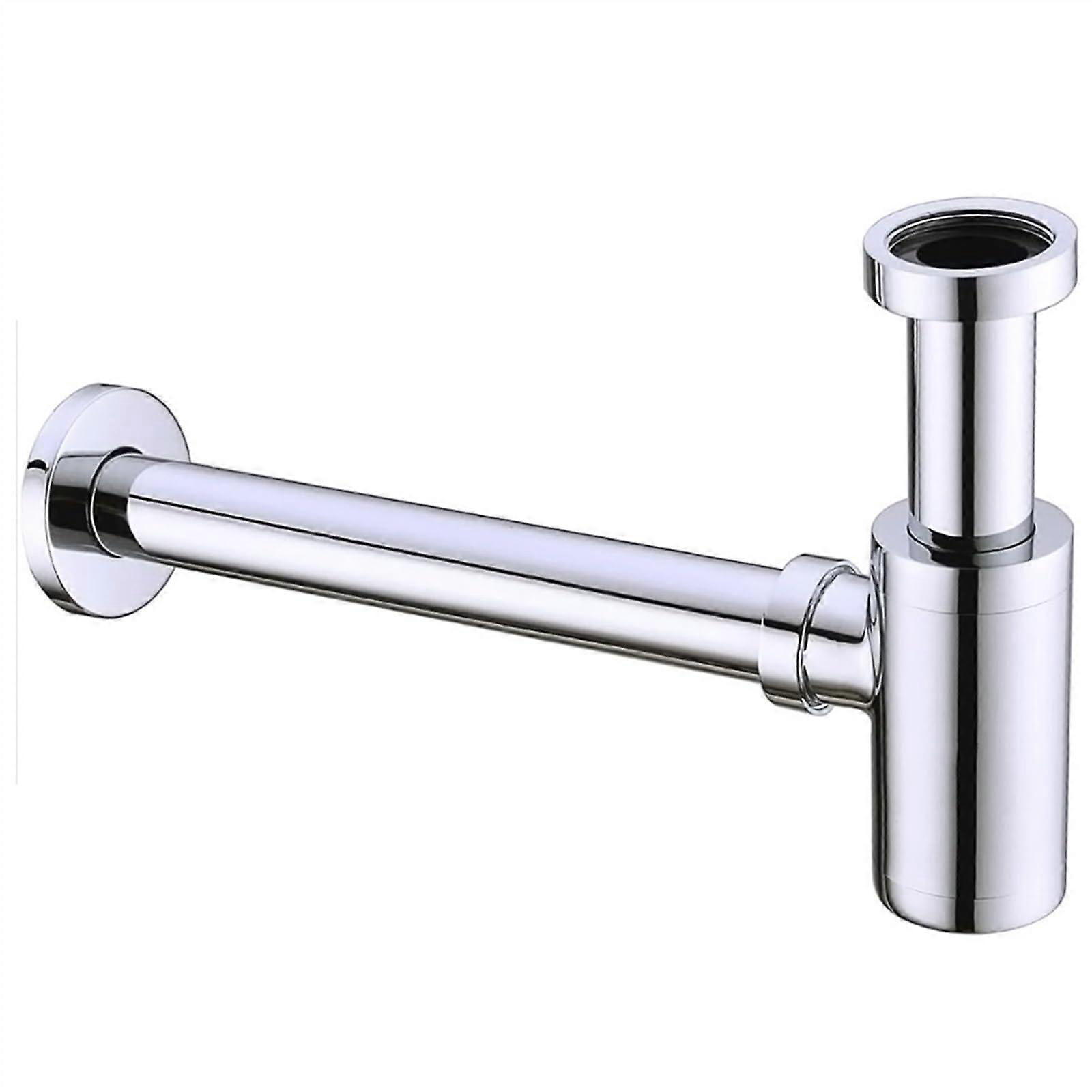 Siphon Basin Bathroom Sink P-Trap Drain Kit Chrome Solid Brass Odor Resistant 1.5 Inch Pipe 32mm Size