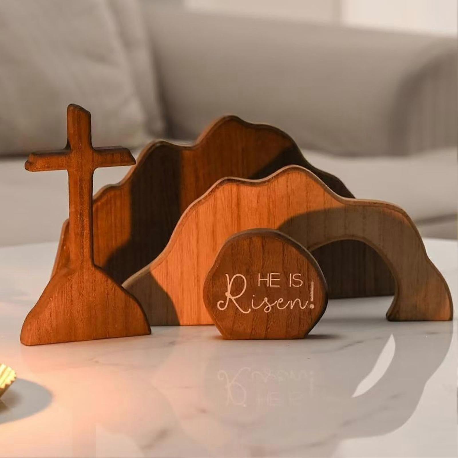 Empty Tomb Easter Scene And Crosses Jesus Tomb Set, Easter Theme Partys Decor