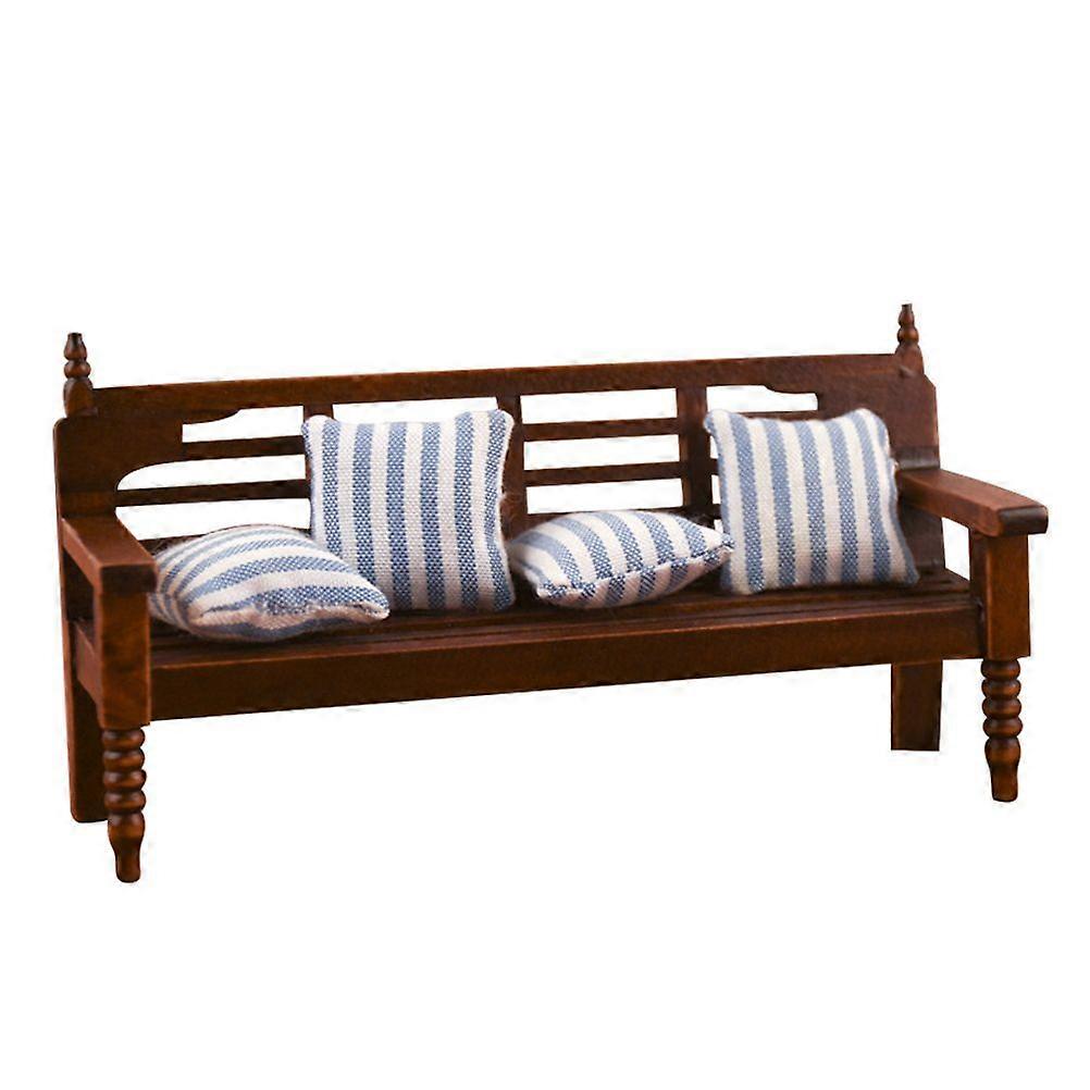 1 Set Mini House Bench Ornament Wooden Mini Bench Decoration Mini Furniture