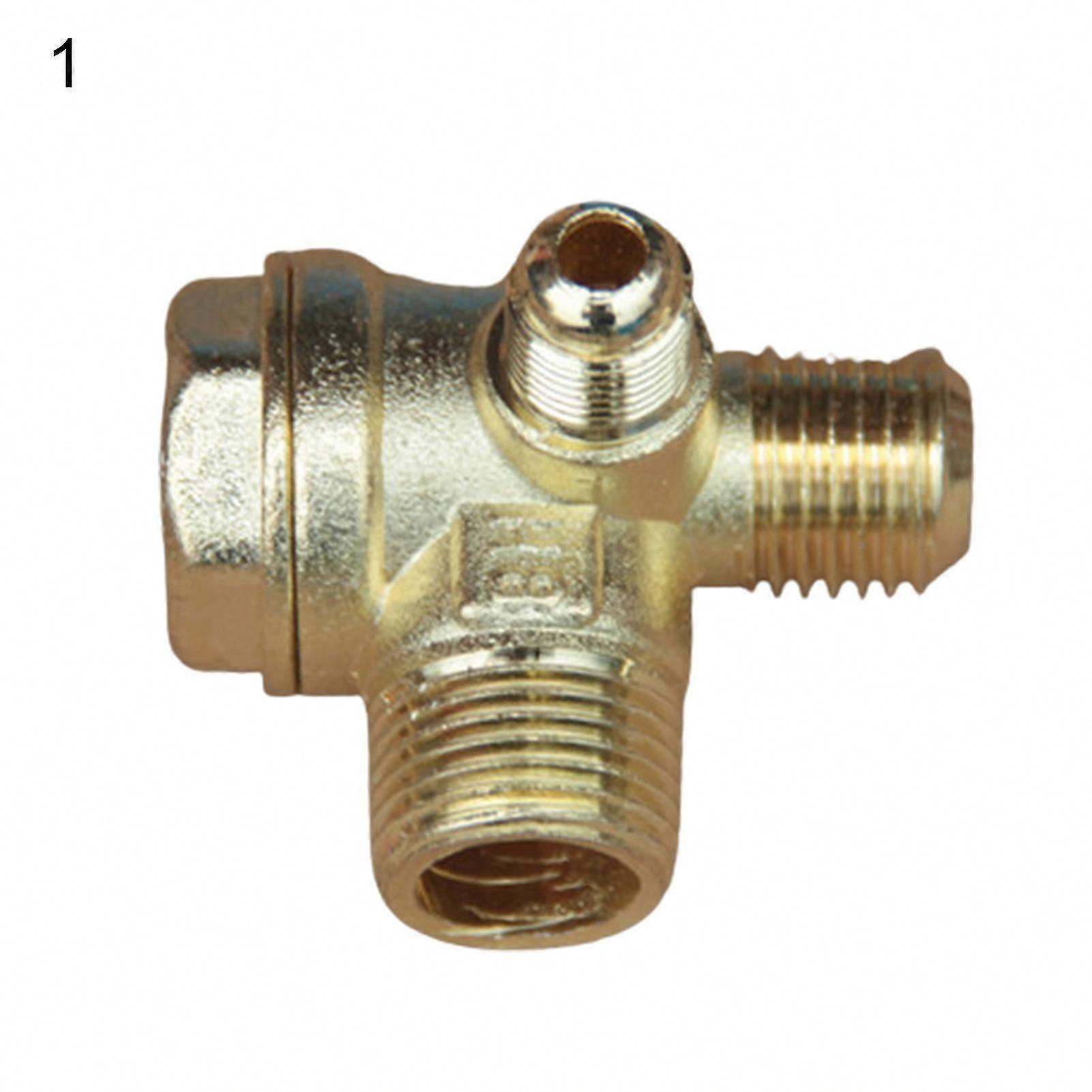 3-Way Air Compressor Check Valve, Easy Install Copper Zinc Alloy Male Thread One-Way Valve for Air Pipe Fitting