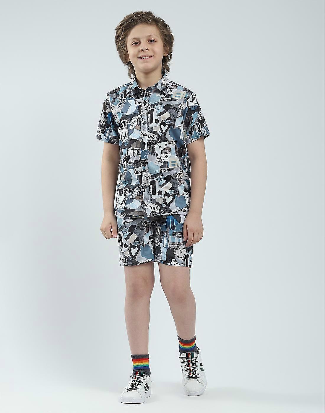 Monte Carlo Boys Regular Fit Printed Half Sleeve Bermuda Set