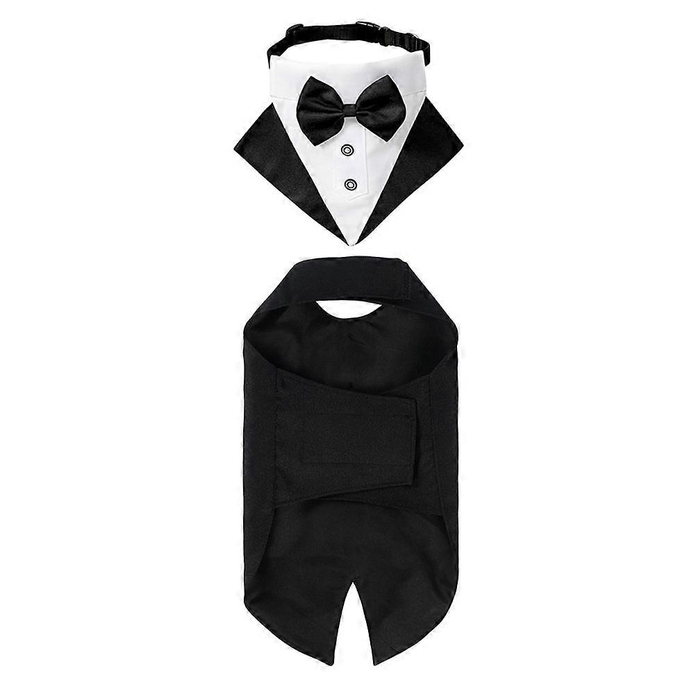 Dog Tuxedo and Bandana Kit for Pet Dogs Featuring Black Cotton Fabric for Weddings and Weekend Parties Formal Wear 1 Set