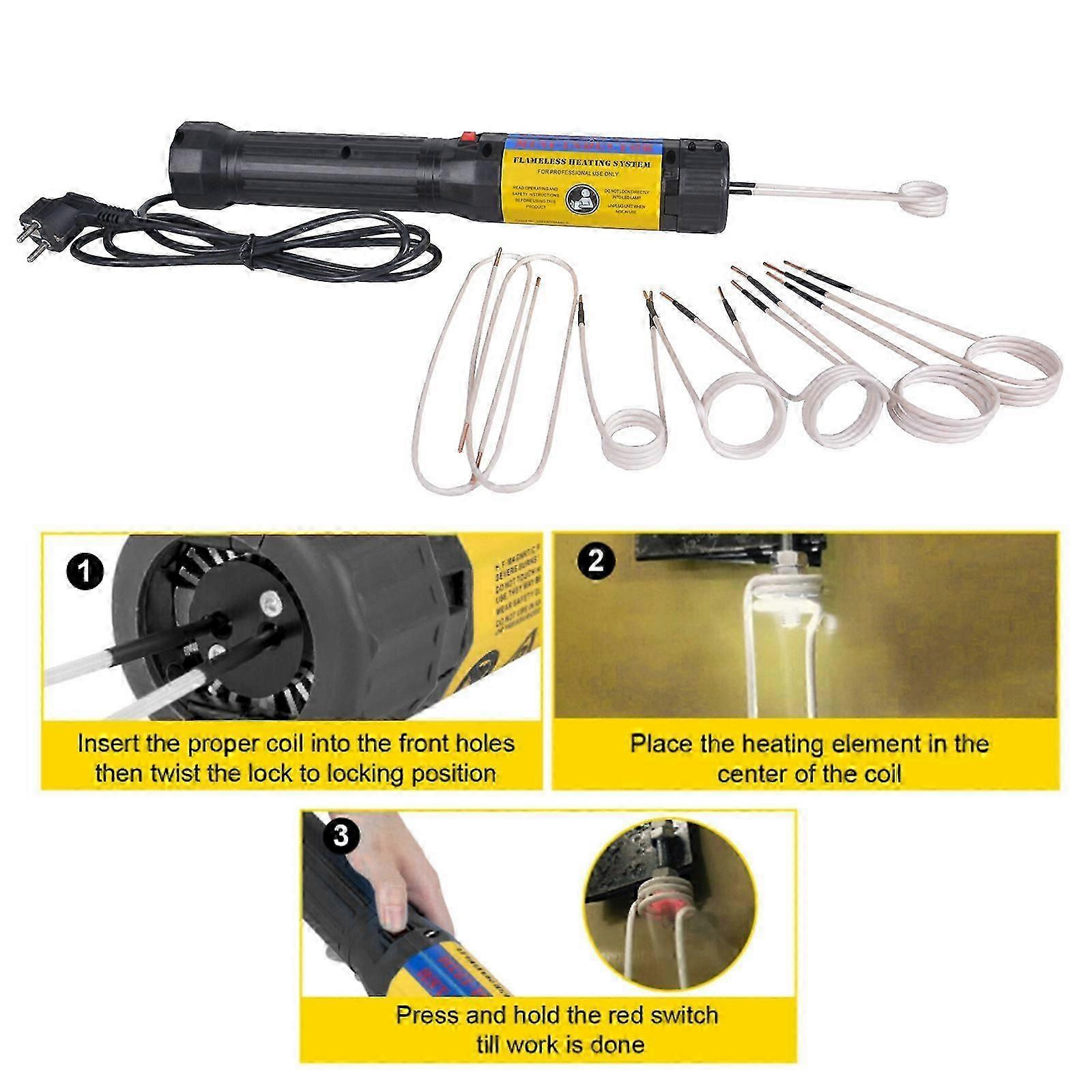 Auto Induction Heater Kit Portable Flameless 1100W Quick Attach 8 Coils