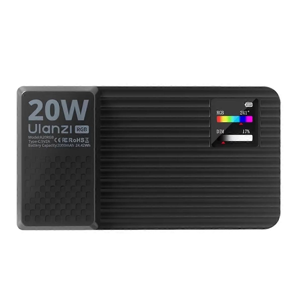 K20RGB 20W LED Panel Light Adjustable 1800K-9000K RGB Full-Color Video Light for Camera Smartphone