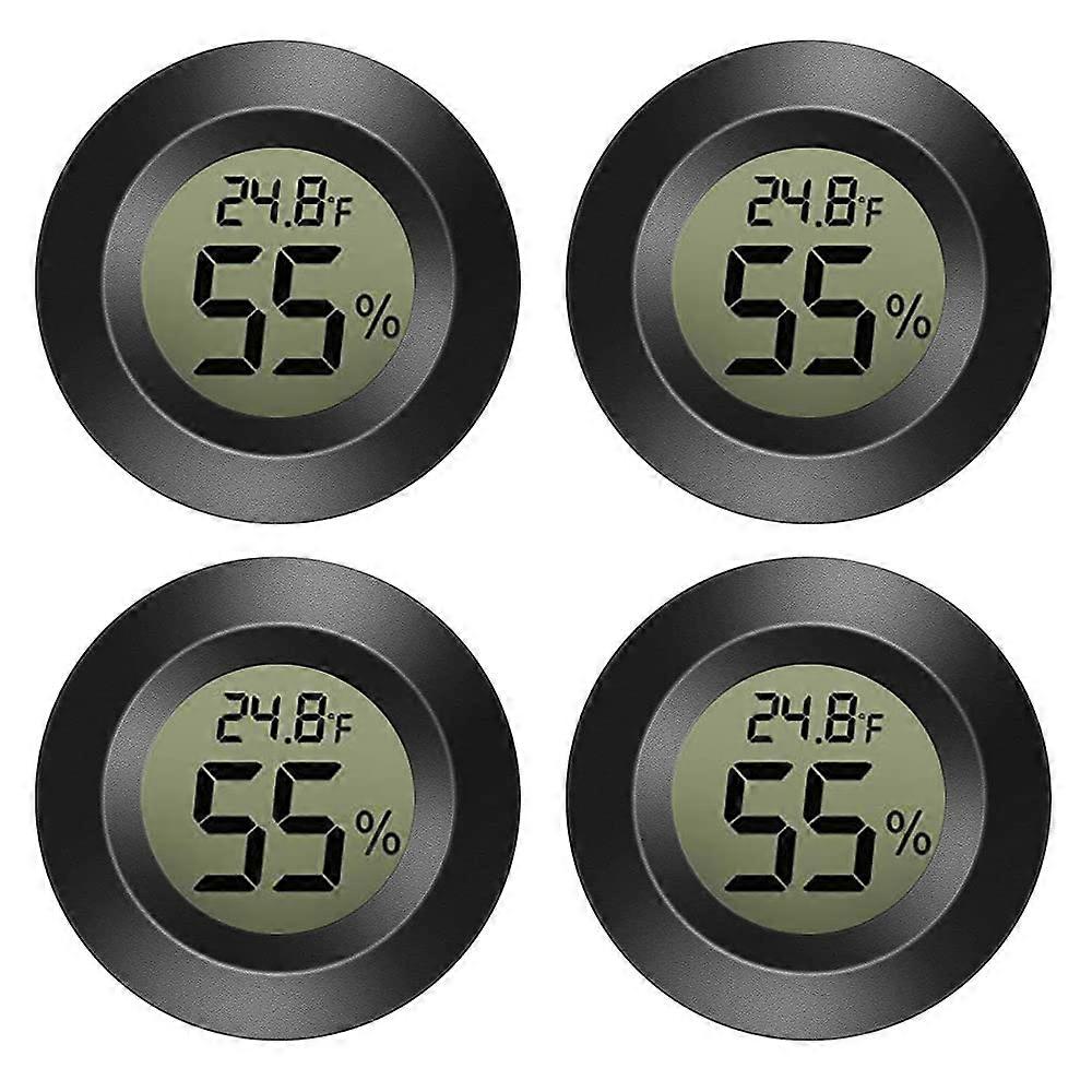 4 Pack Mini Digital Temperature Humidity Thermometer Digital Hygrometer Indoor Temperature and Humidity Meter Black，Oi-FRIS
