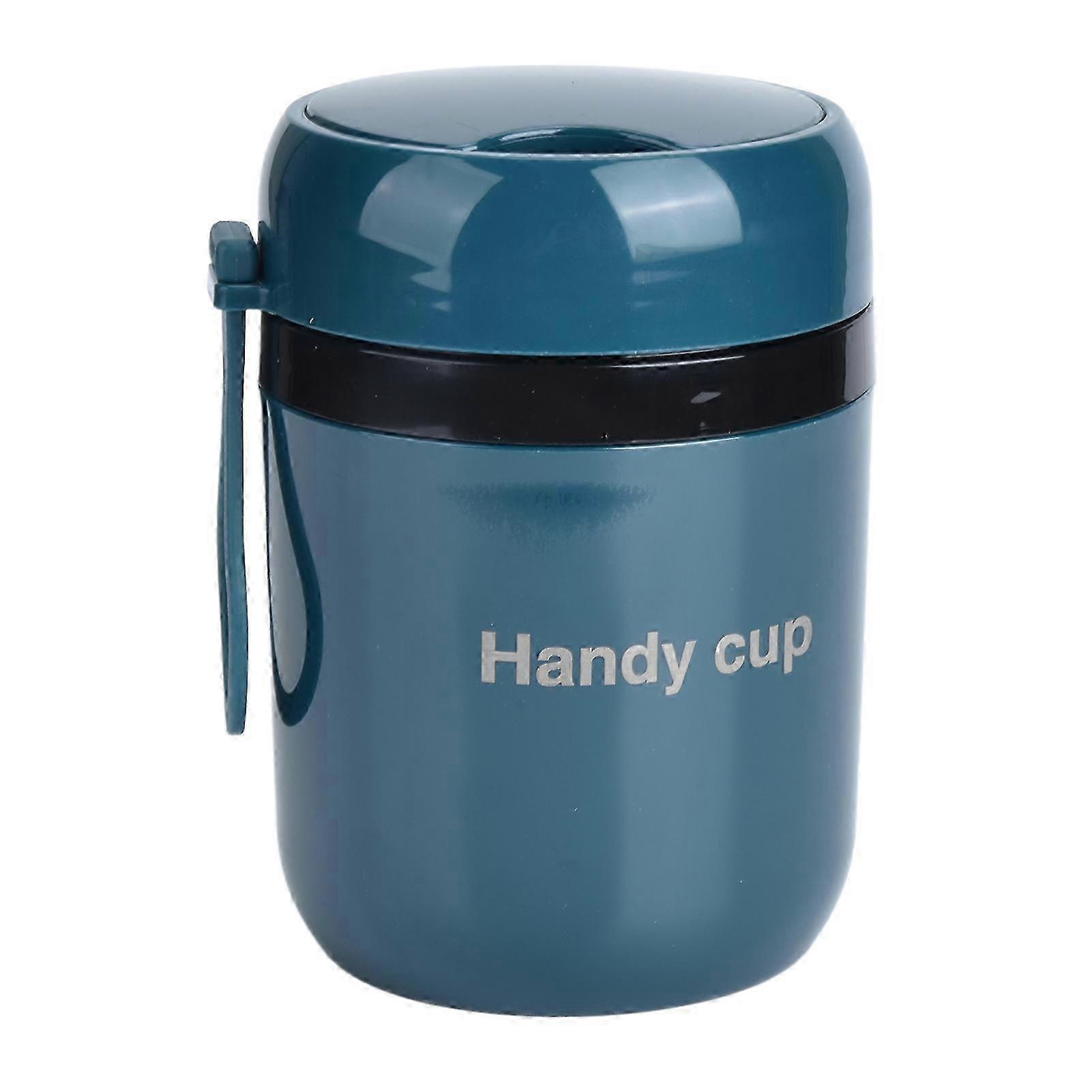 断熱スープ容器 500ml ダブル火傷防止加熱式断熱食品容器、オフィススクール用折りたたみ式スプーン付き蛍光ブルー - style113