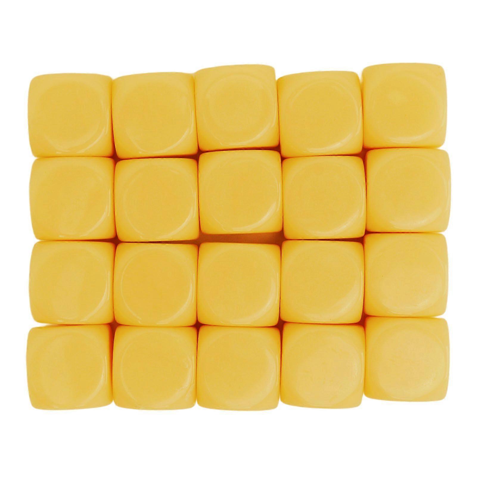 20pcs Dice Round Corner Blank Plastic 16mm Teaching Toys Dice for Board Games Party Yellow