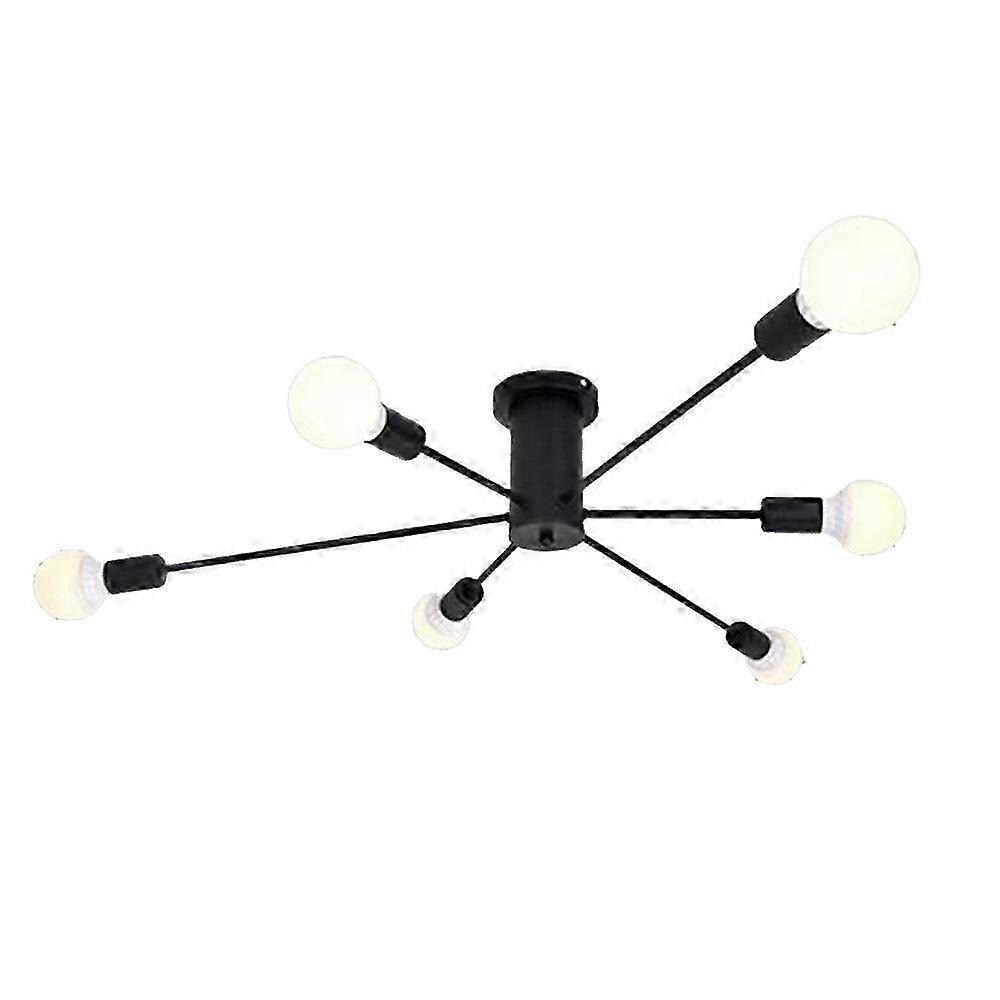 6-seater E27 black iron ceiling light, suitable for living rooms, d...