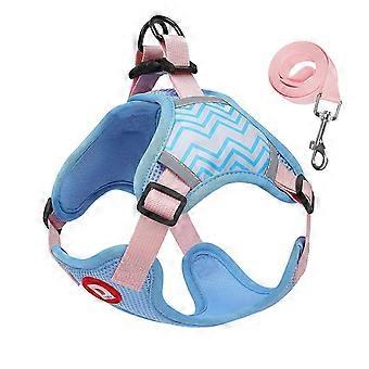 Pet Harness Adjustable Chest Traction Rope Breathable Reflective Vest for Small and Medium Dogs Blue L