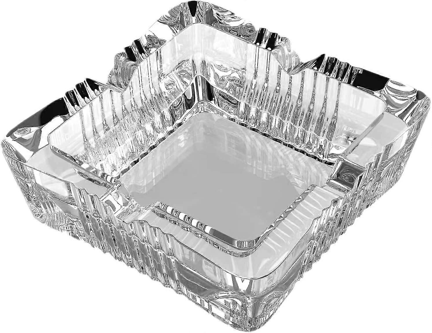 Glass Square Crystal Ashtray with Classic Design for Outdoor Use