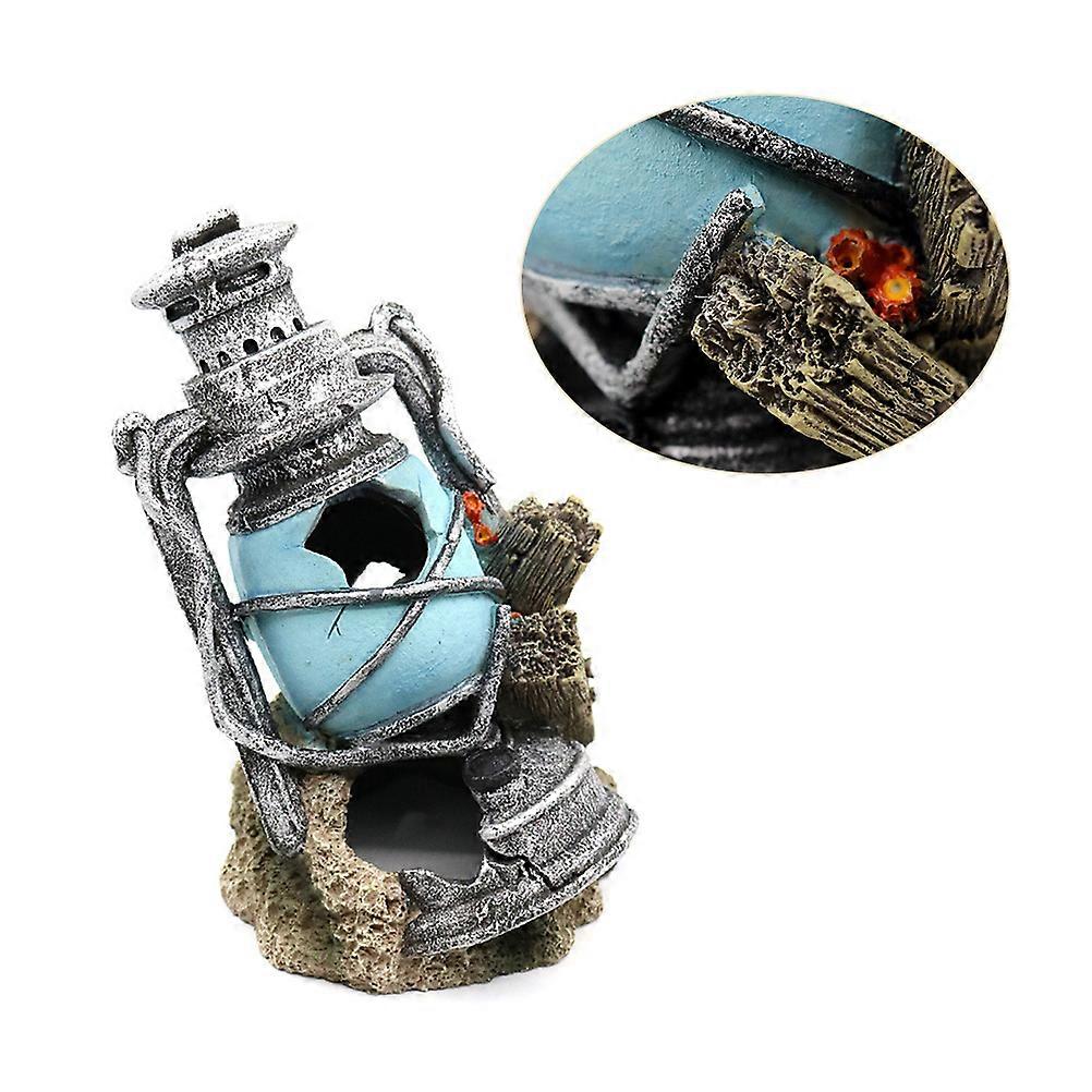 Lifelike Kerosene Lamp Design Fish Shelter for Aquarium Decoration with Natural Resin Material