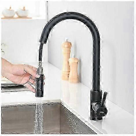 Pull-out spray faucet for kitchen sinks with matt black finish